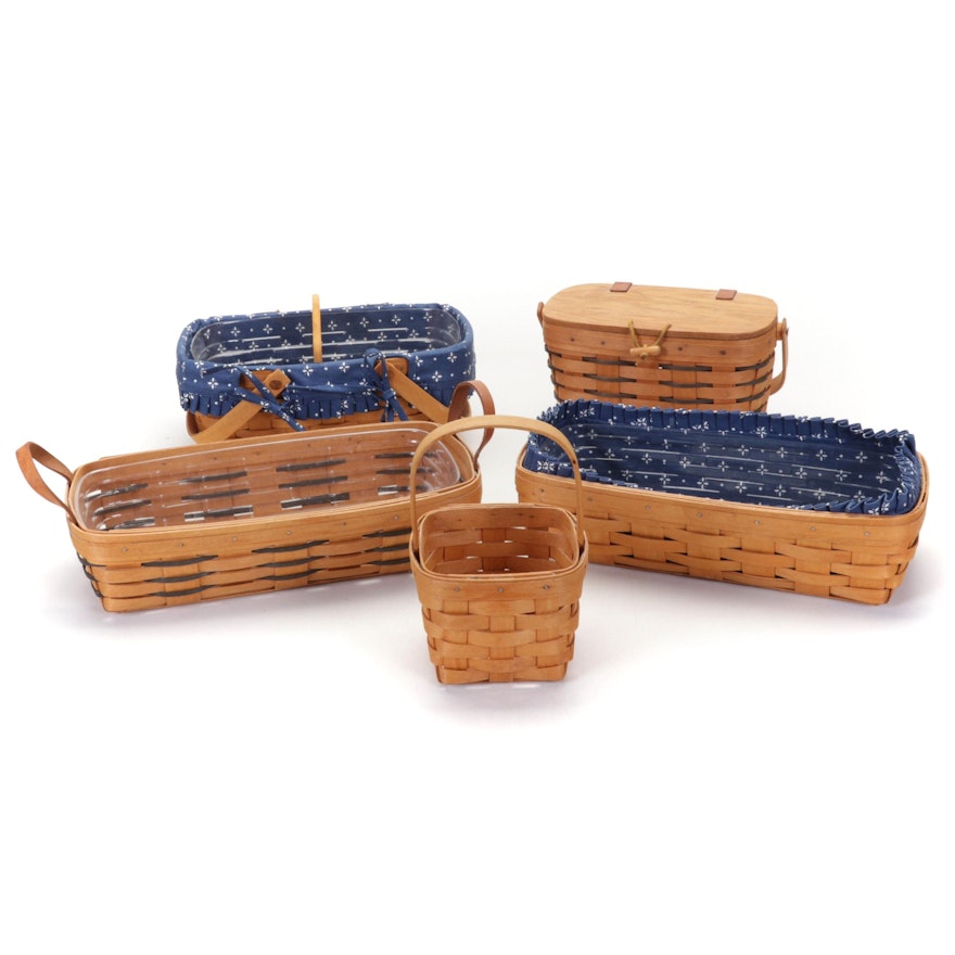 Longaberger Handwoven Wooden Baskets, Late 20th Century