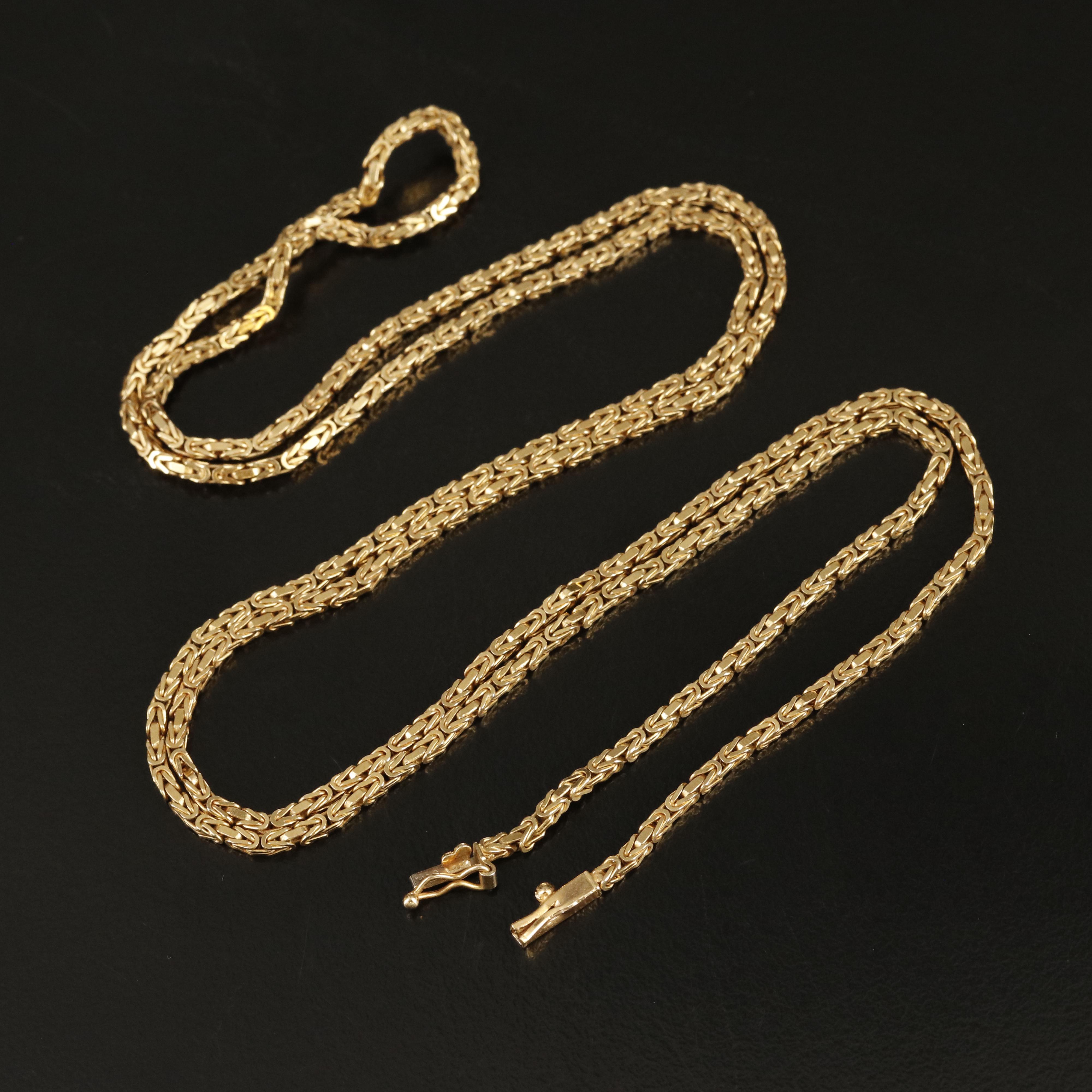 Italian 14K Square Byzantine Chain Necklace