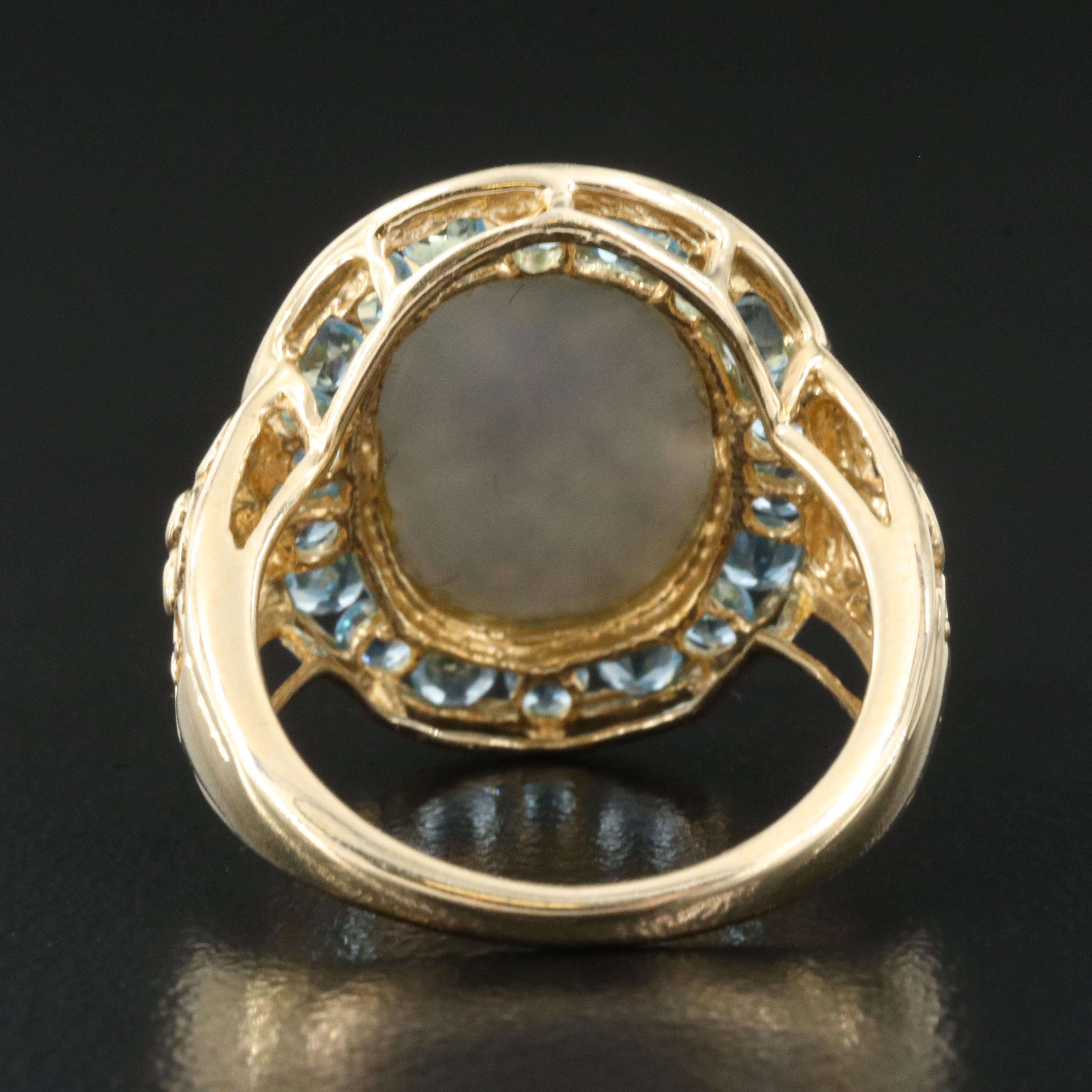 14K Druzy and Aquamarine Ring