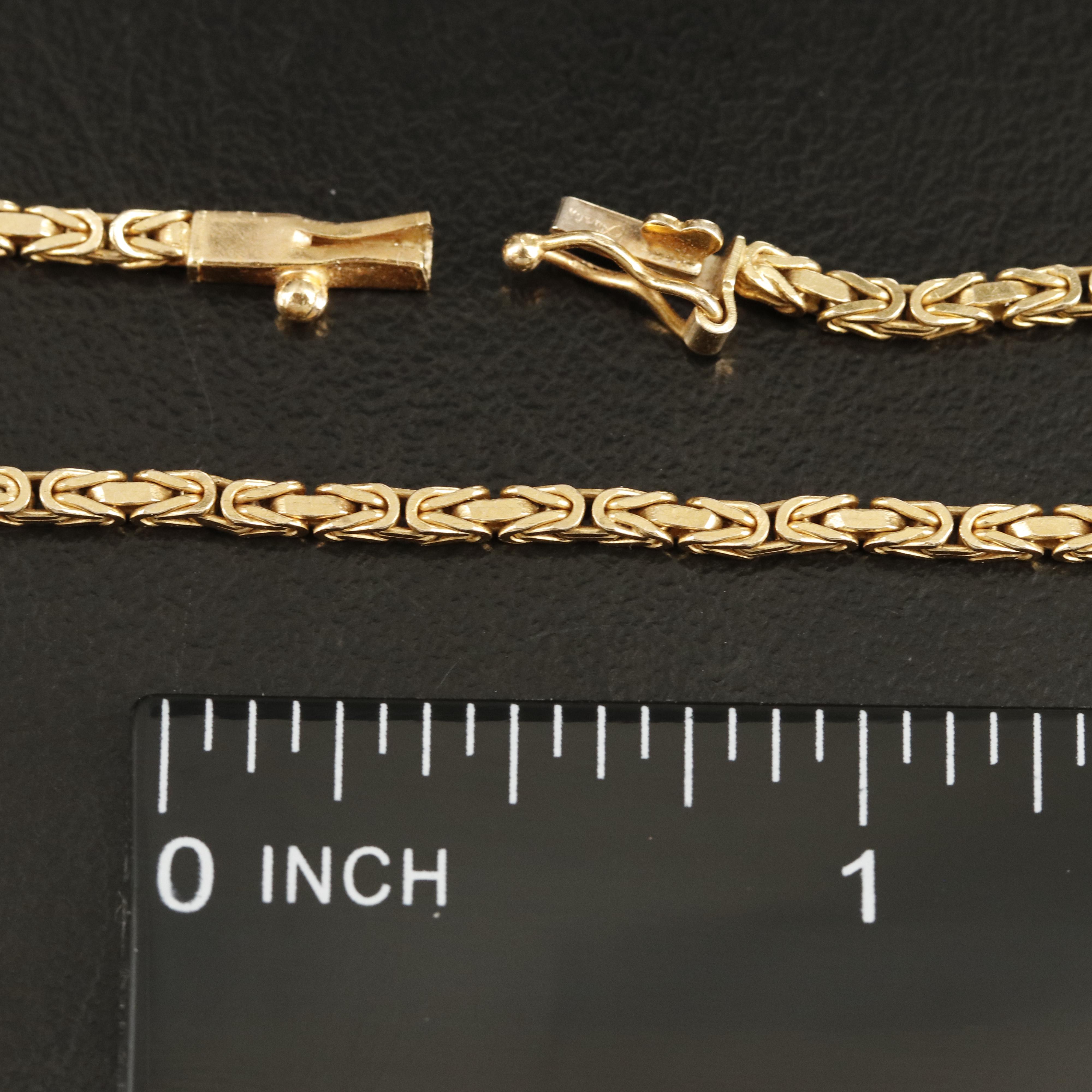 Italian 14K Square Byzantine Chain Necklace