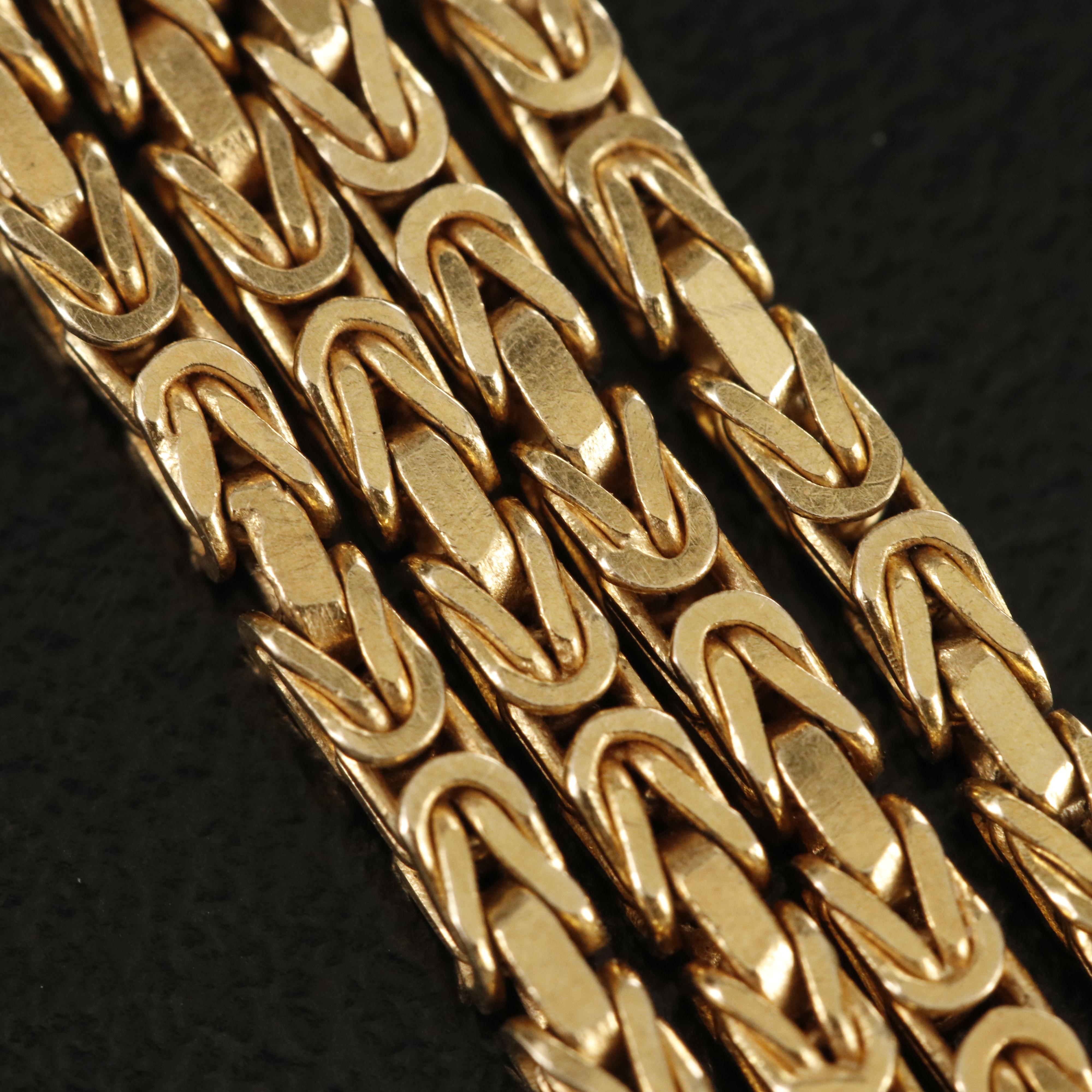 Italian 14K Square Byzantine Chain Necklace