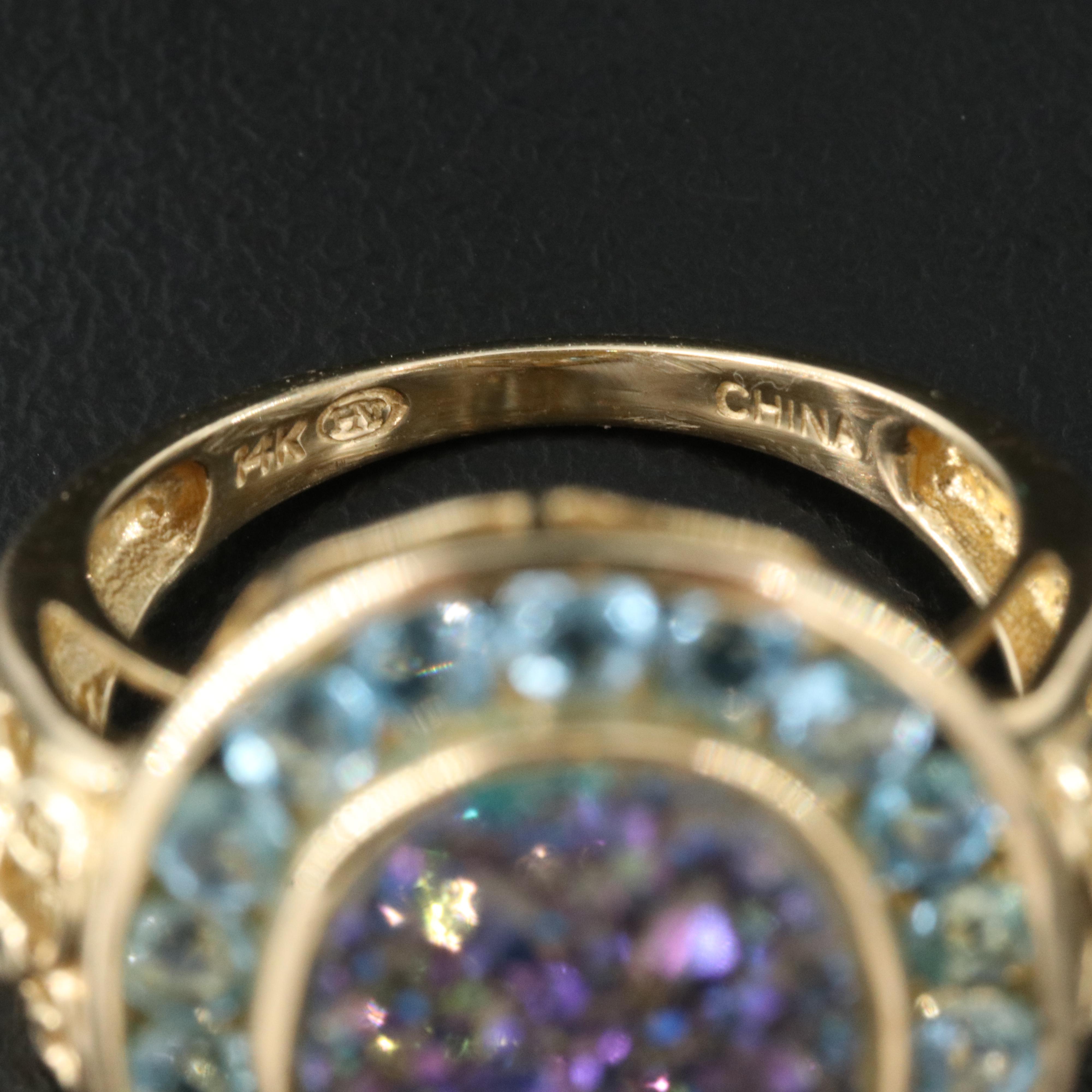 14K Druzy and Aquamarine Ring