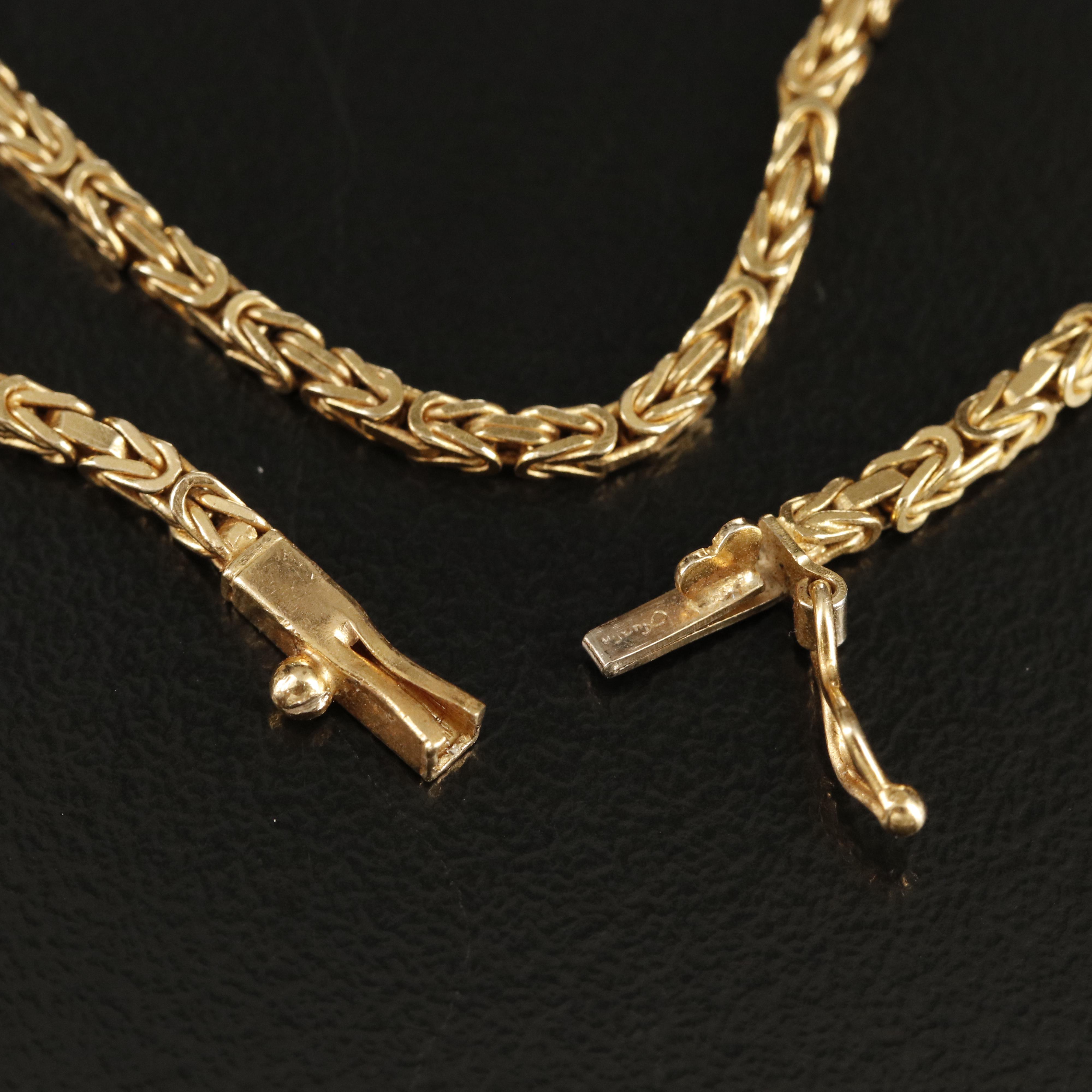 Italian 14K Square Byzantine Chain Necklace