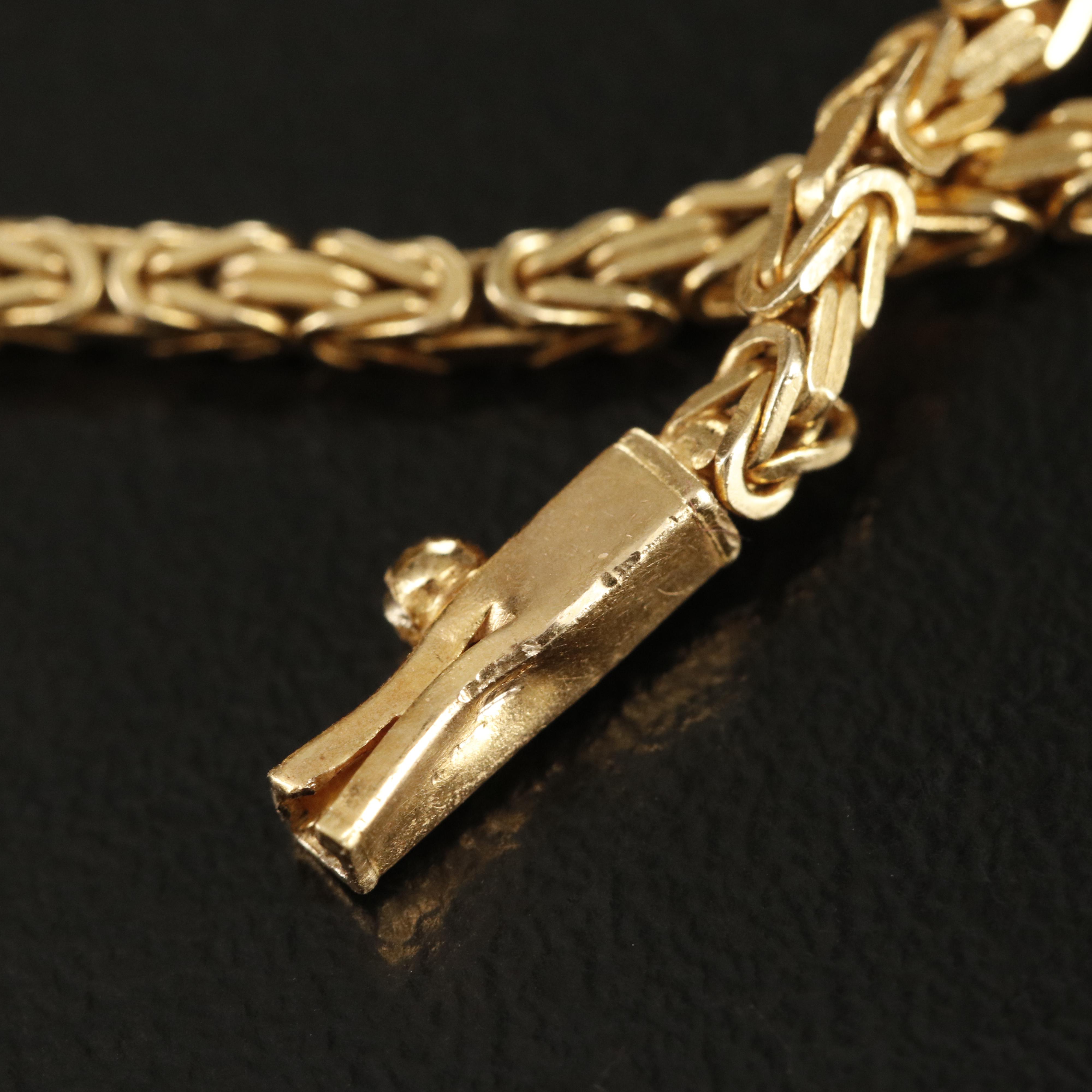 Italian 14K Square Byzantine Chain Necklace