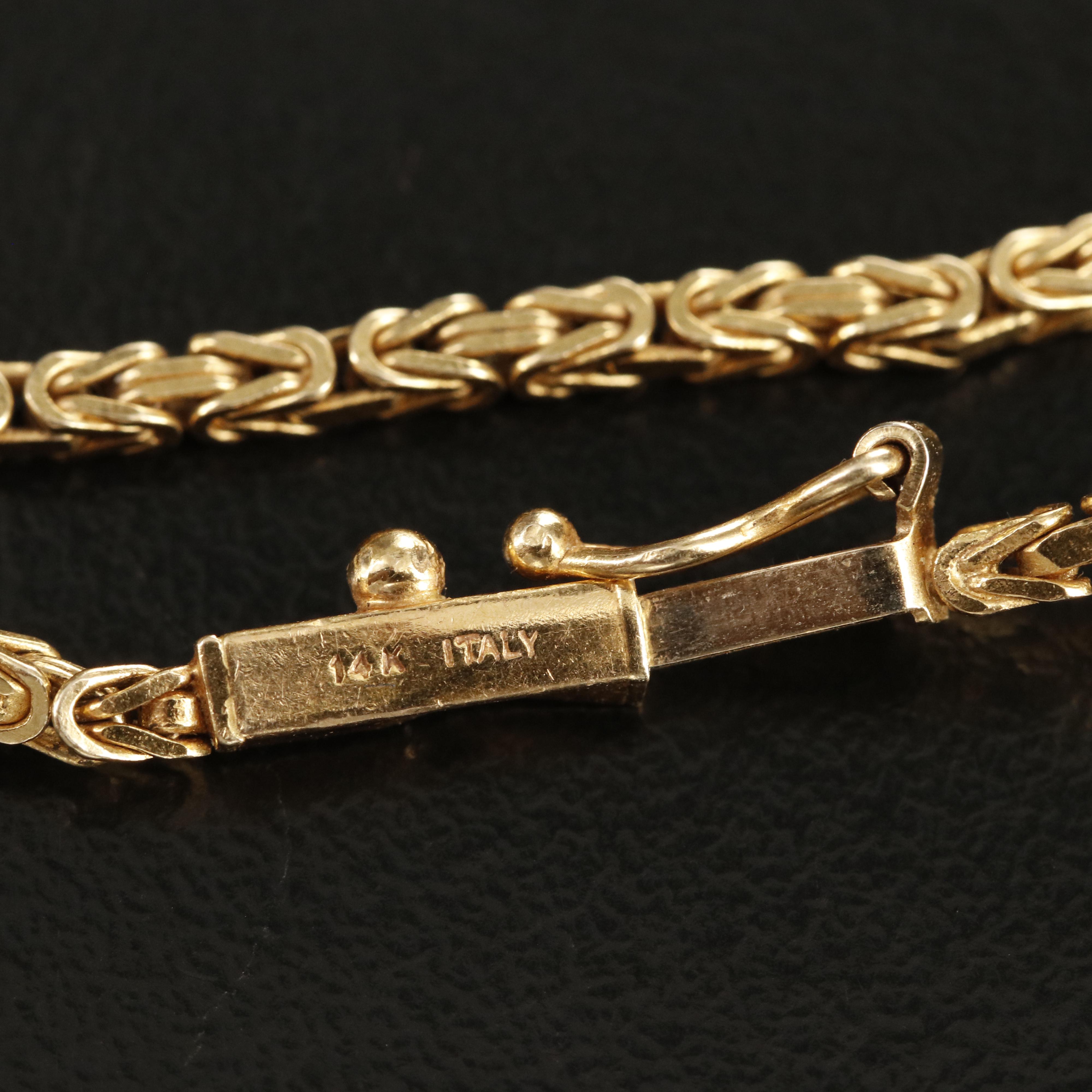 Italian 14K Square Byzantine Chain Necklace
