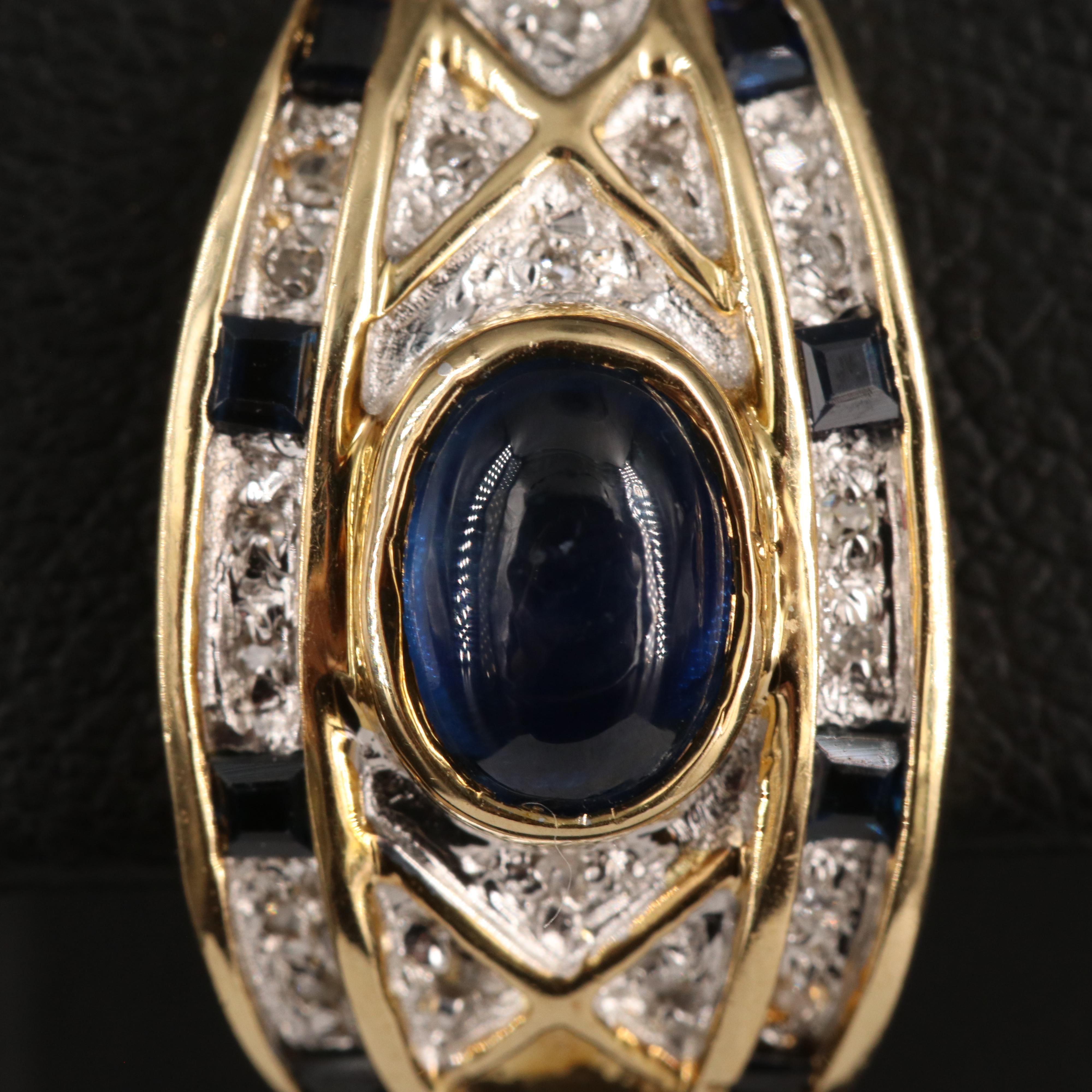 14K Sapphire and Diamond J Hoop Earrings with 2.00 CTW Center Stones