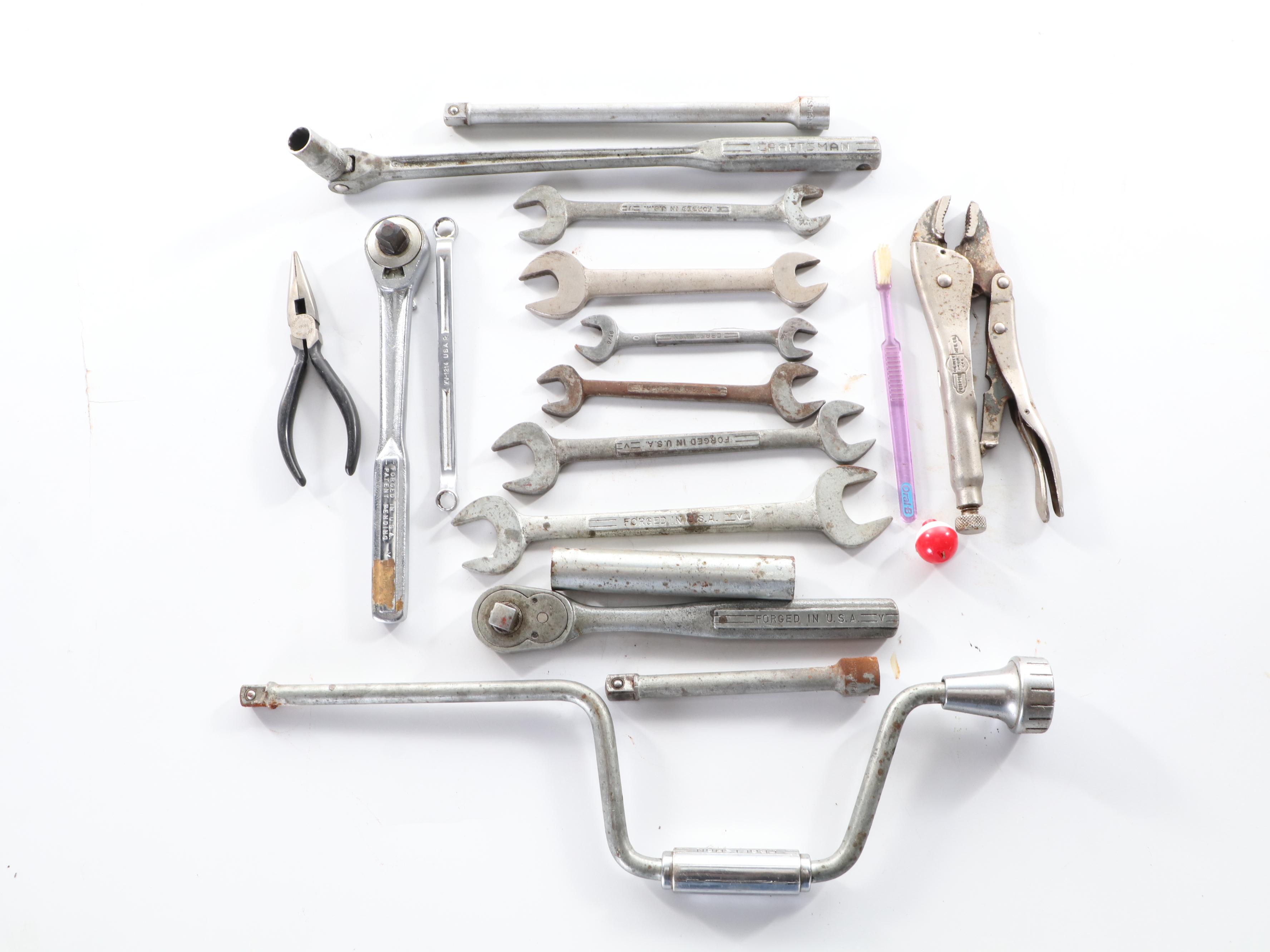 Craftsman and Stanley Hand Tools With Tool Boxes and Other Supplies