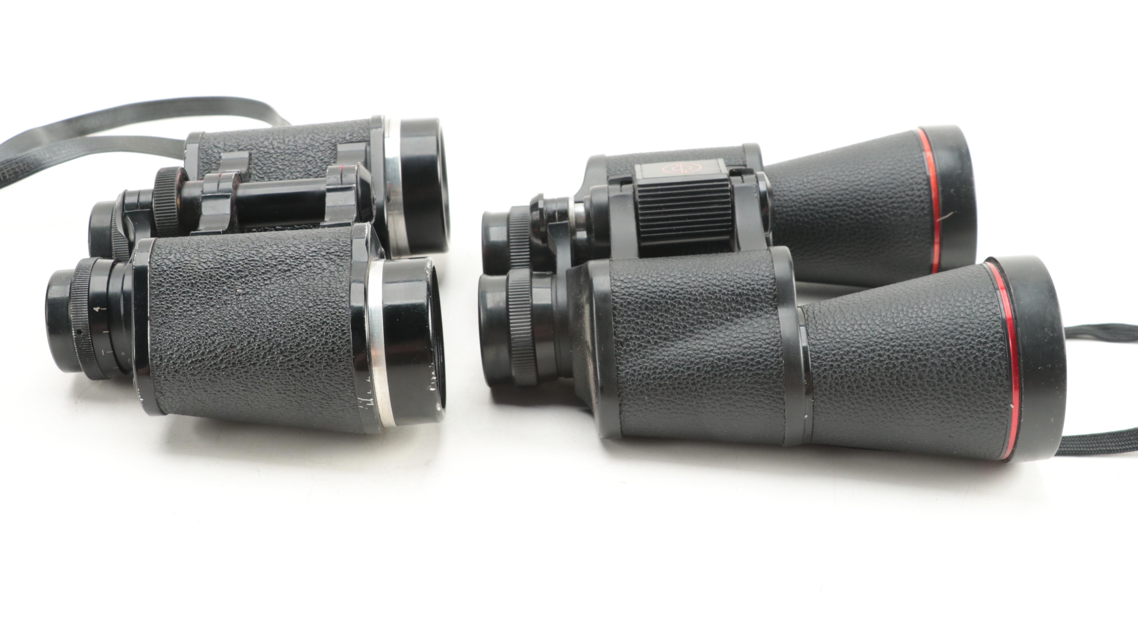 Jason Empire 7 x 35 Binoculars with Simmons 10 x 50 Binoculars, Case