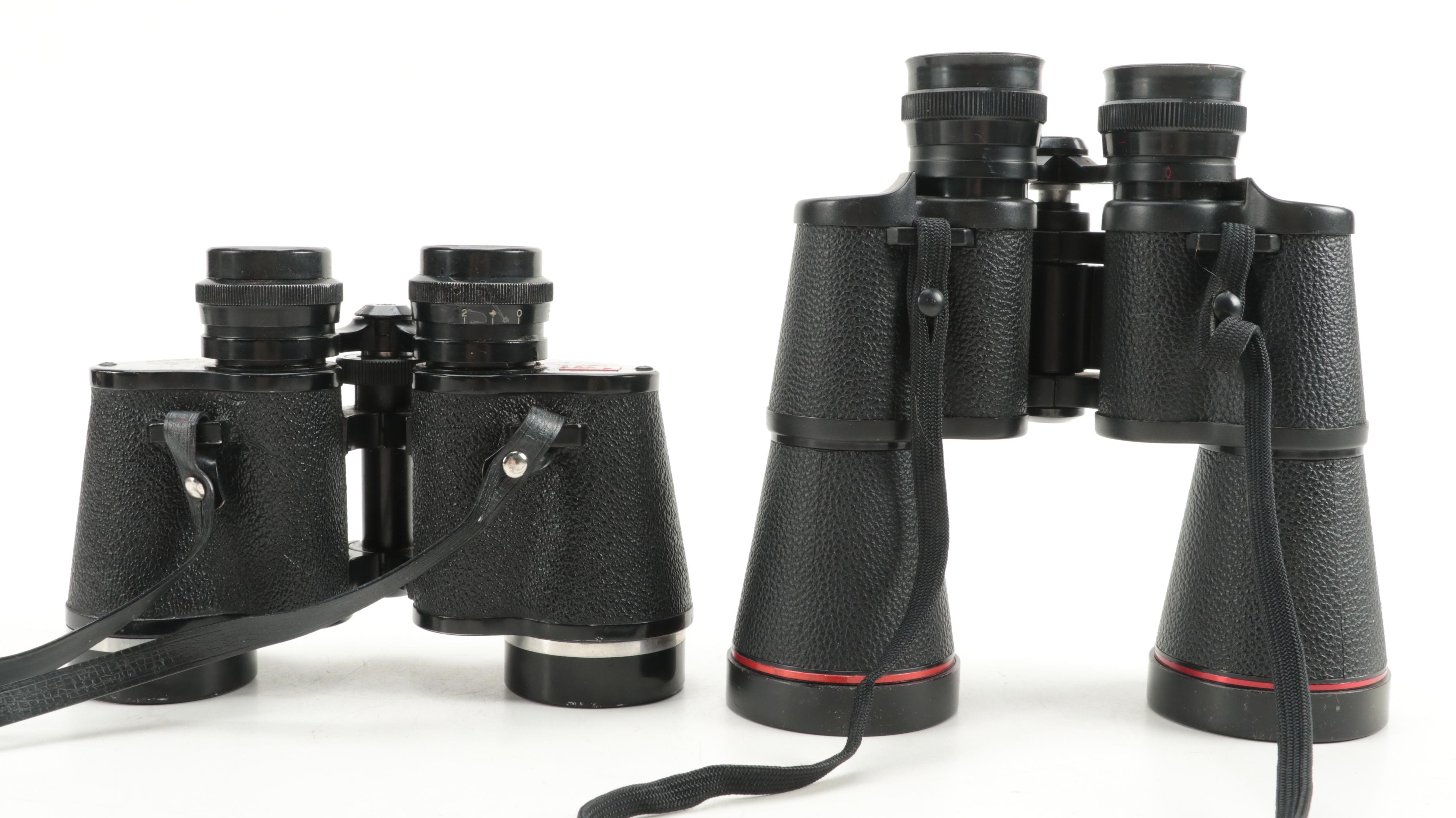 Jason Empire 7 x 35 Binoculars with Simmons 10 x 50 Binoculars, Case