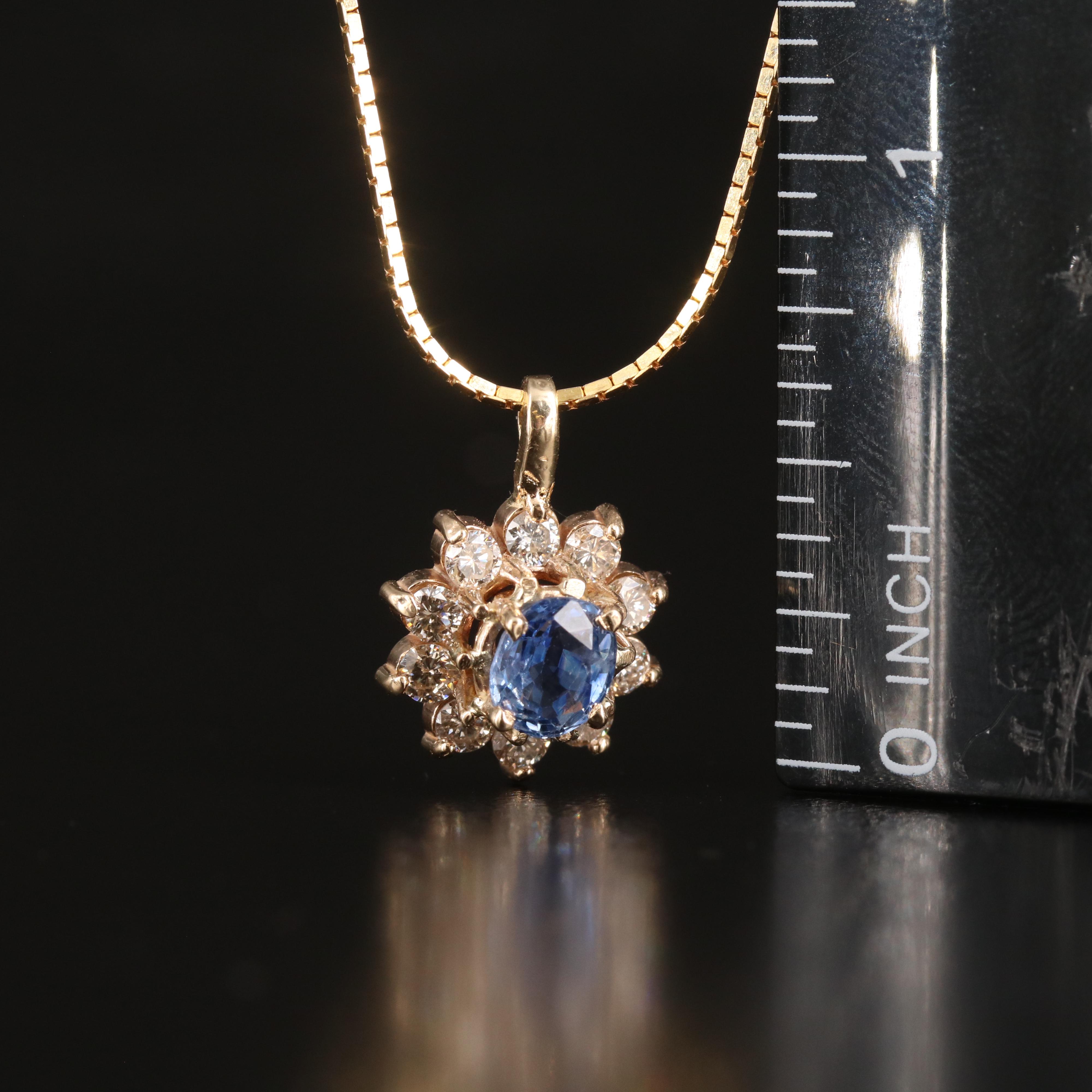 14K Sapphire and Diamond Pendant Necklace