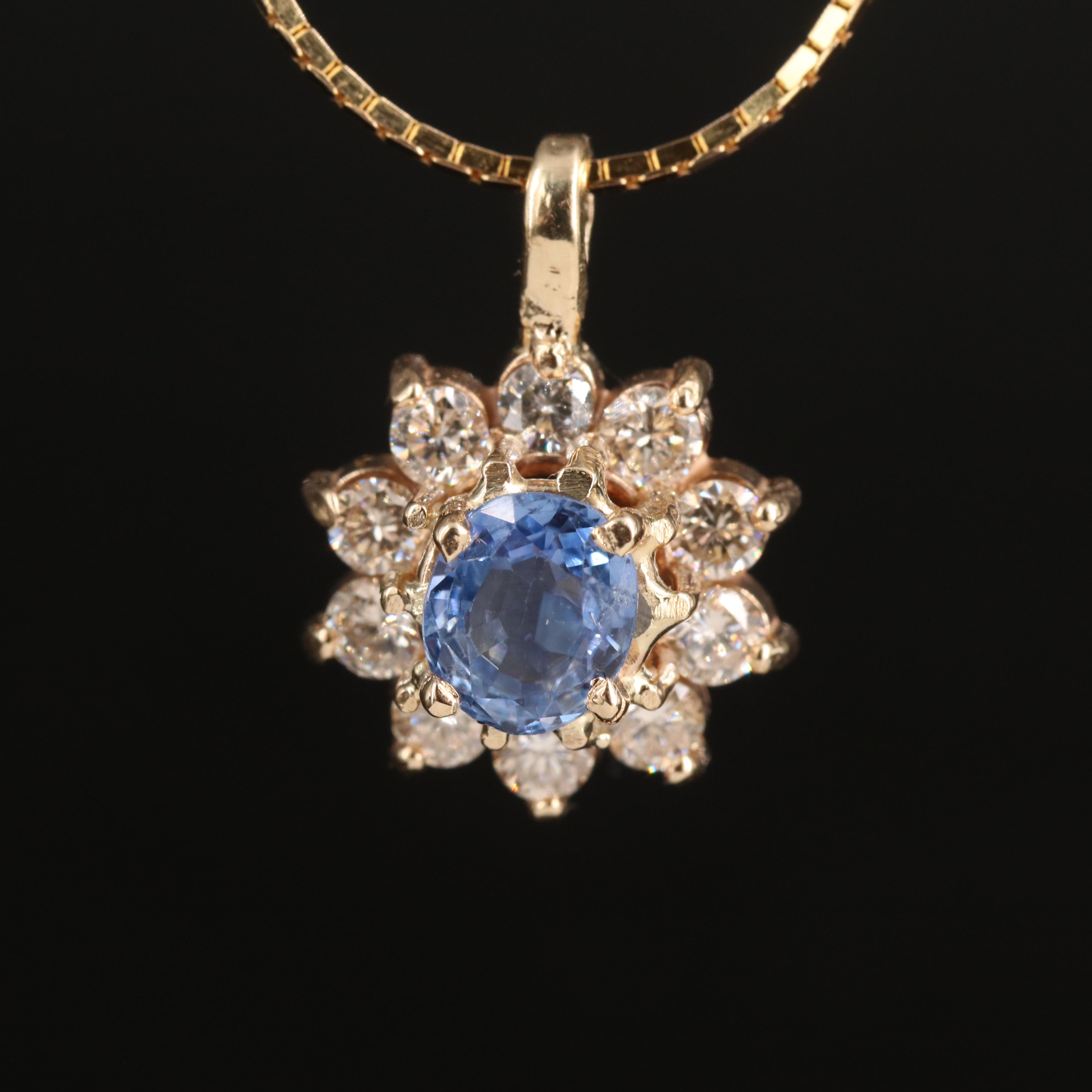 14K Sapphire and Diamond Pendant Necklace