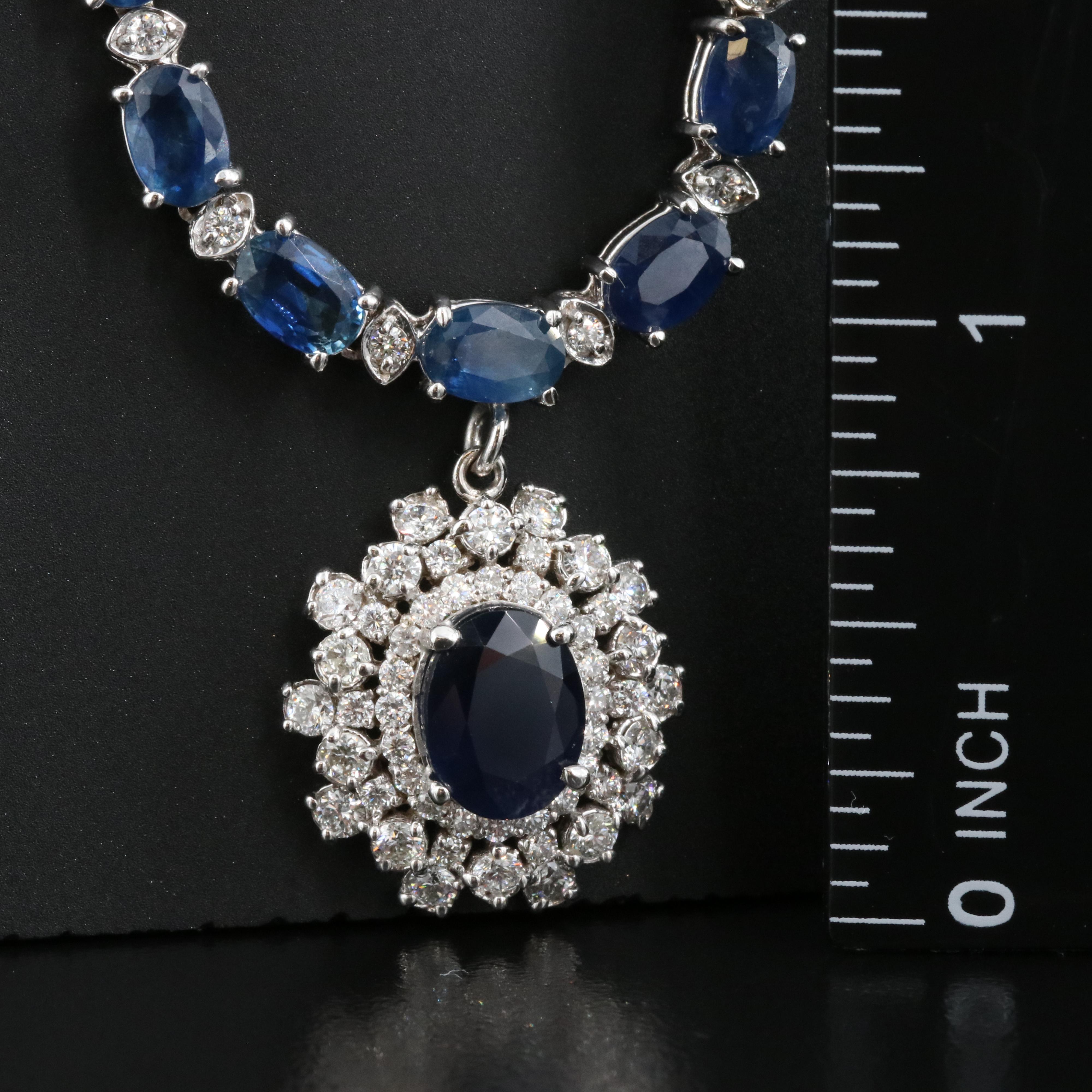 14K 2.47 CT Sapphire, Sapphire and 2.00 CTW Diamond Necklace