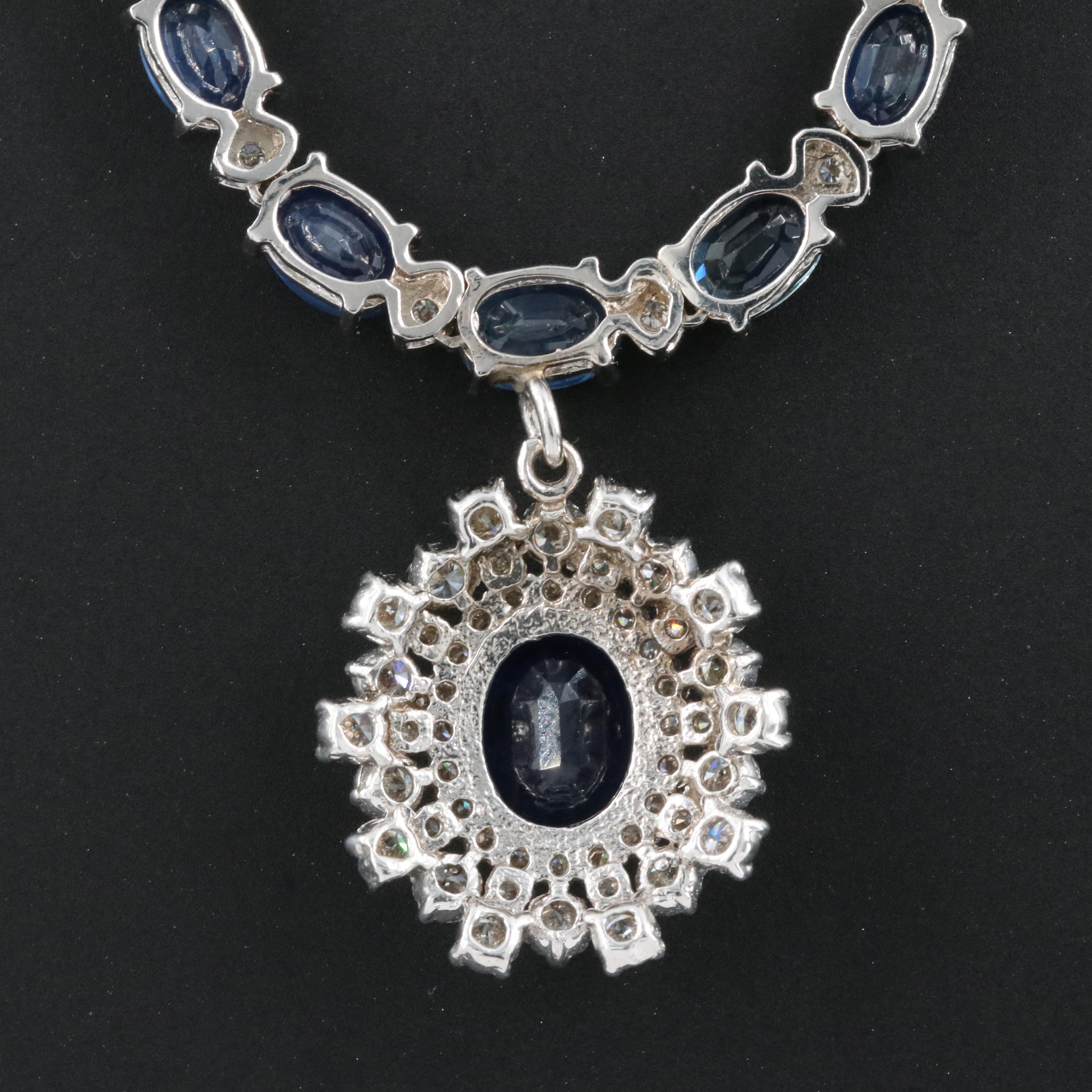 14K 2.47 CT Sapphire, Sapphire and 2.00 CTW Diamond Necklace