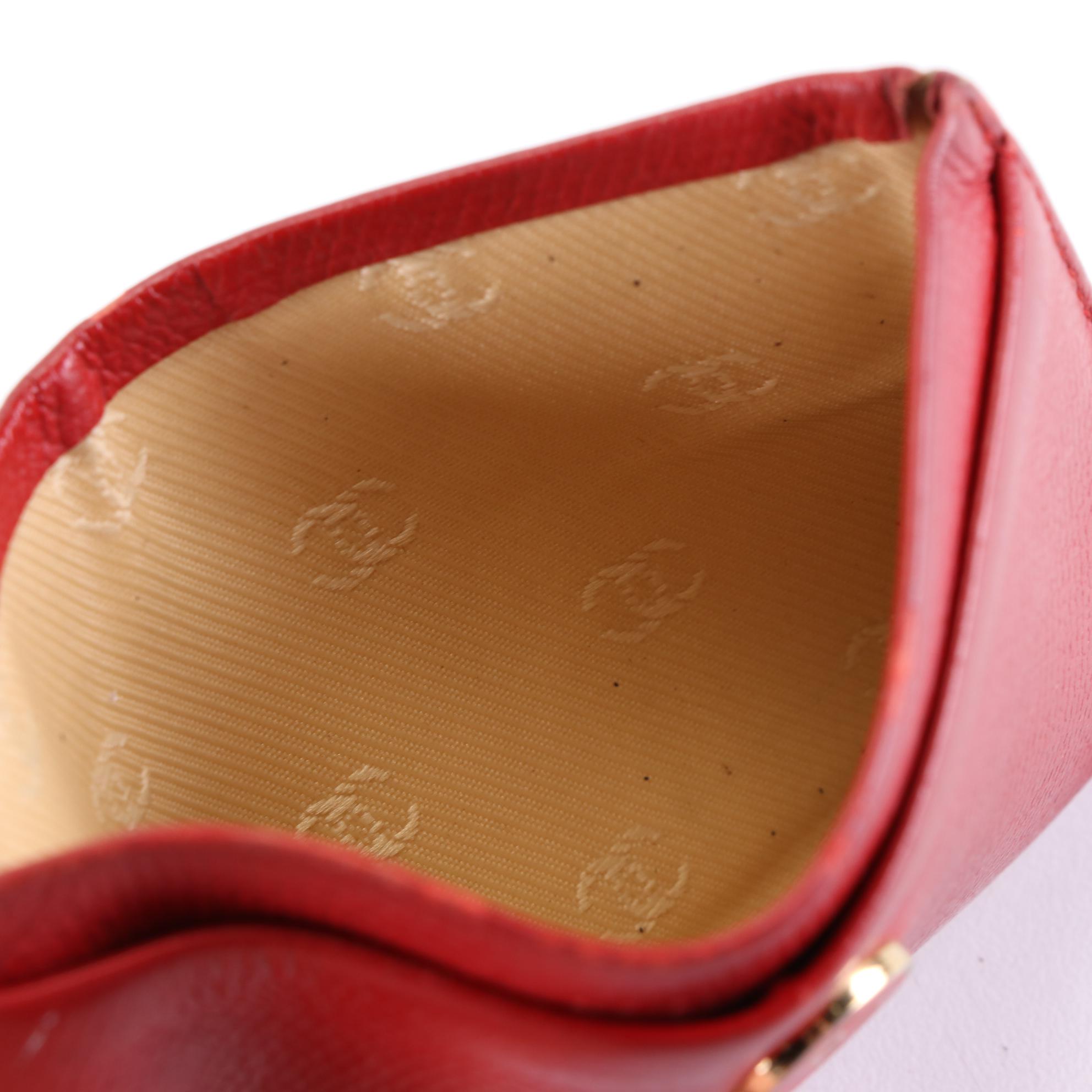 Chanel Card Case in Red Caviar Leather with CC Enameled Logo