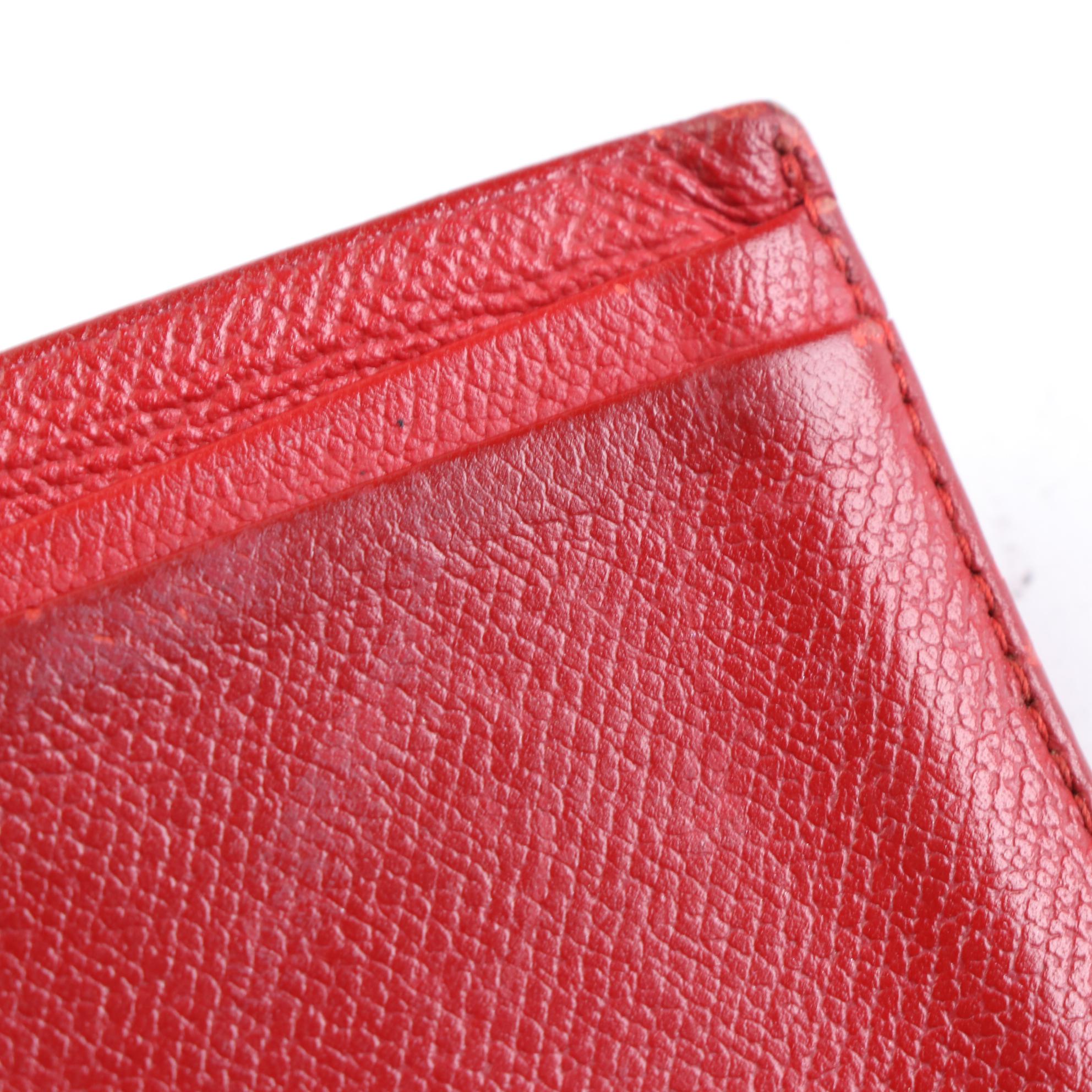 Chanel Card Case in Red Caviar Leather with CC Enameled Logo