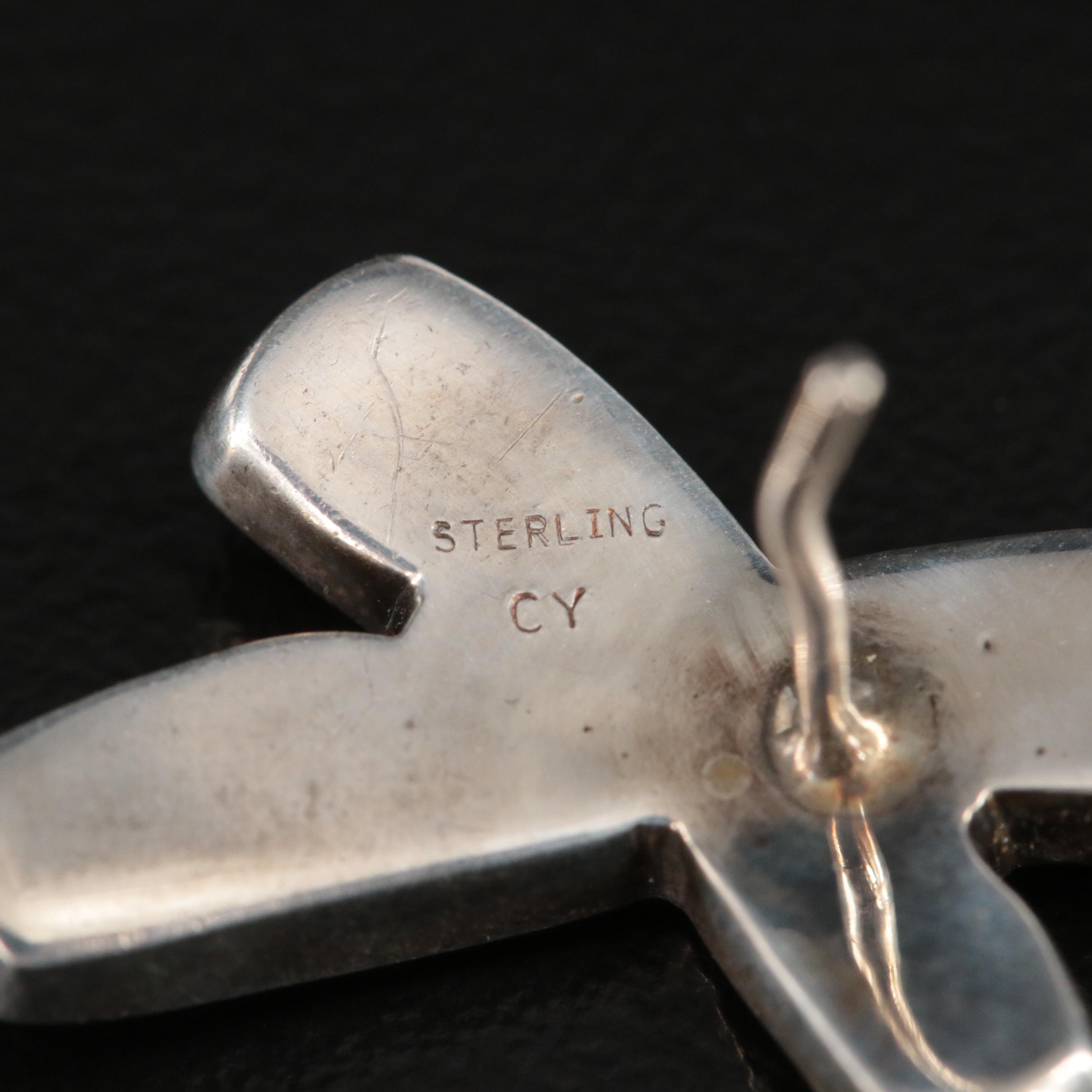 Southwestern Signed Sterling Faux Onyx and Opal Inlay Earrings