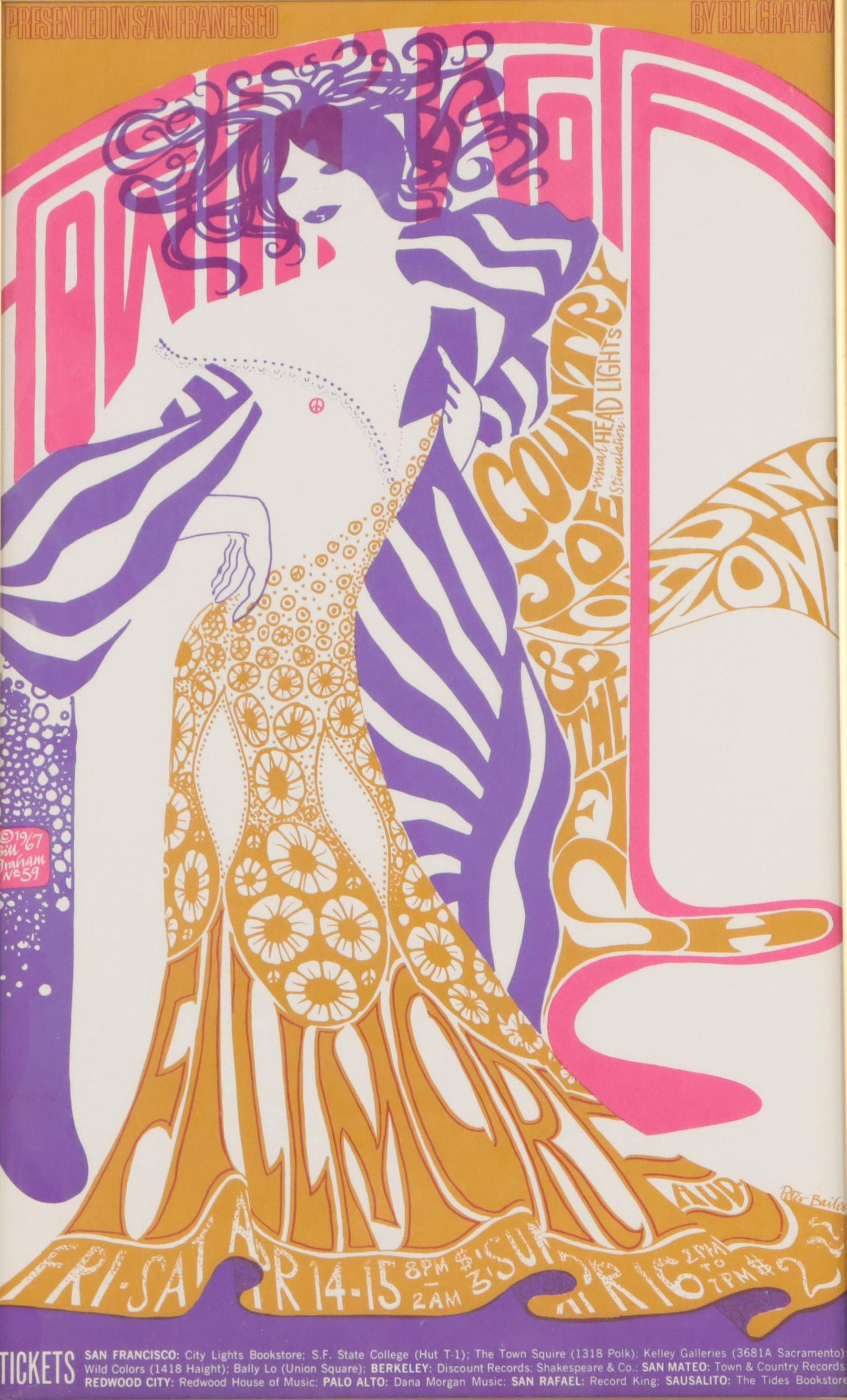 Color Lithograph Concert Poster After Peter Bailey, 1967