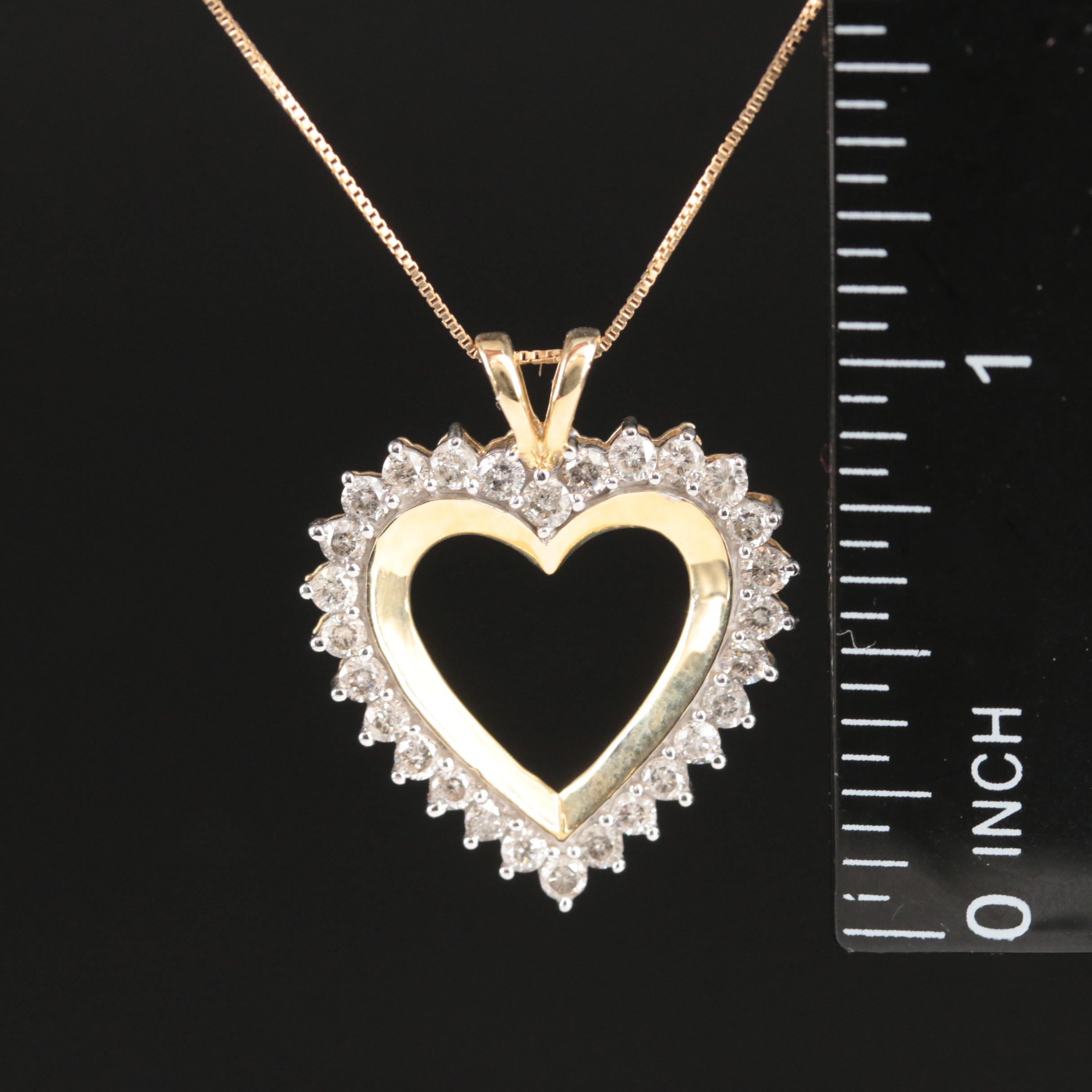 10K 0.84 CTW Diamond Heart Pendant Necklace