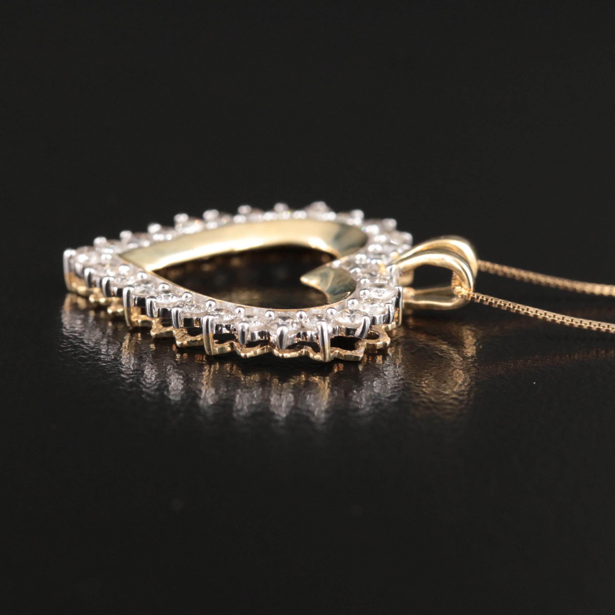 10K 0.84 CTW Diamond Heart Pendant Necklace