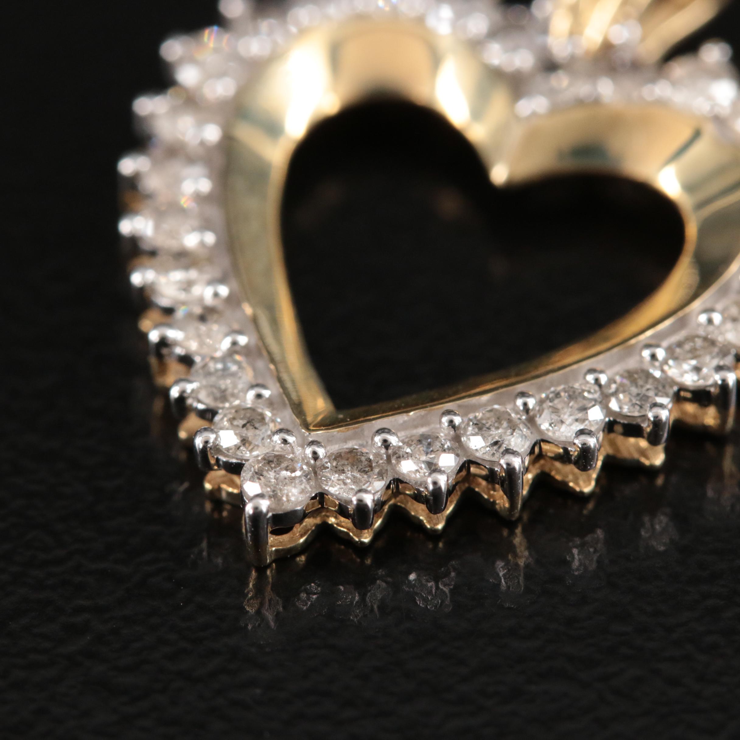 10K 0.84 CTW Diamond Heart Pendant Necklace