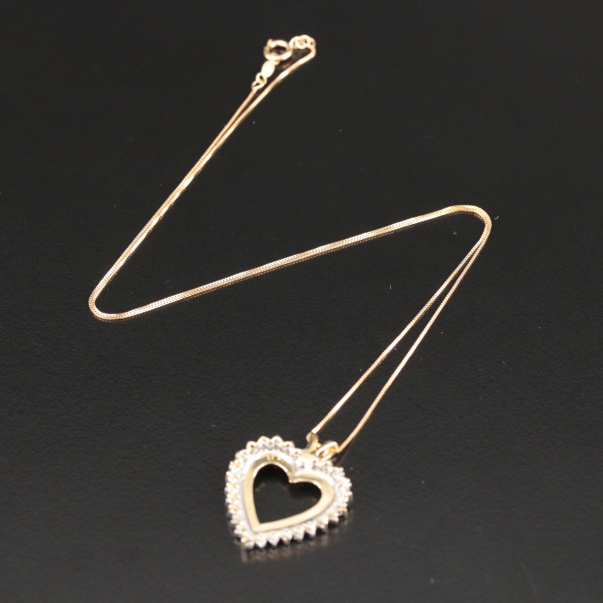10K 0.84 CTW Diamond Heart Pendant Necklace