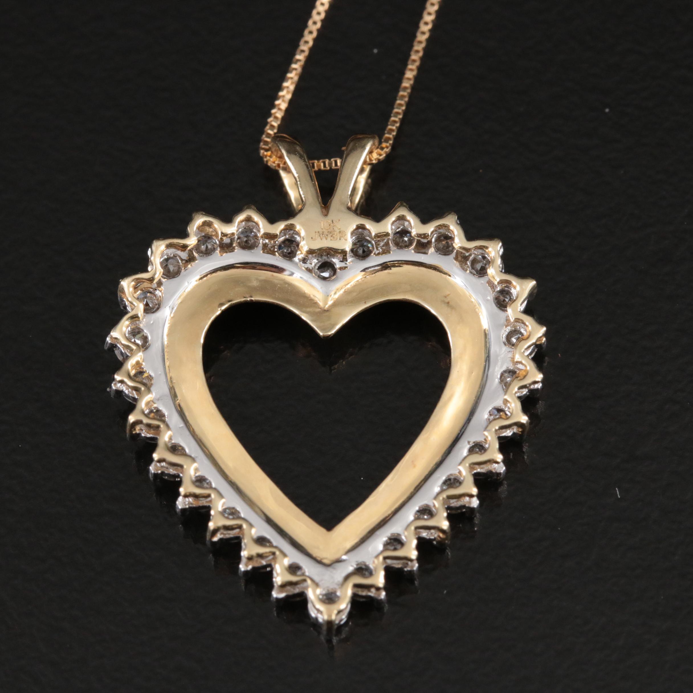 10K 0.84 CTW Diamond Heart Pendant Necklace