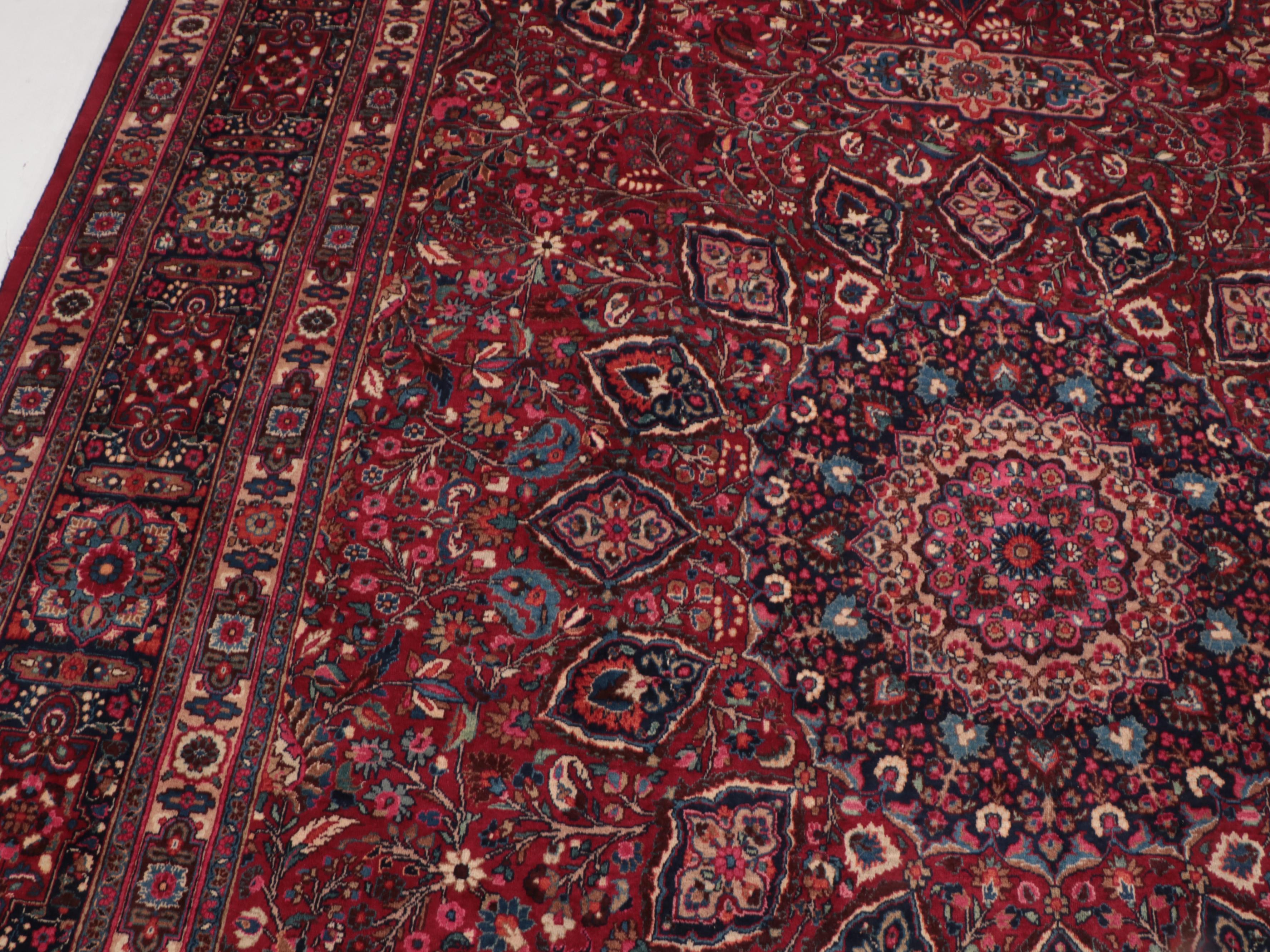 13'7 x 18' Hand-Knotted Persian Hamadan Room Sized Rug