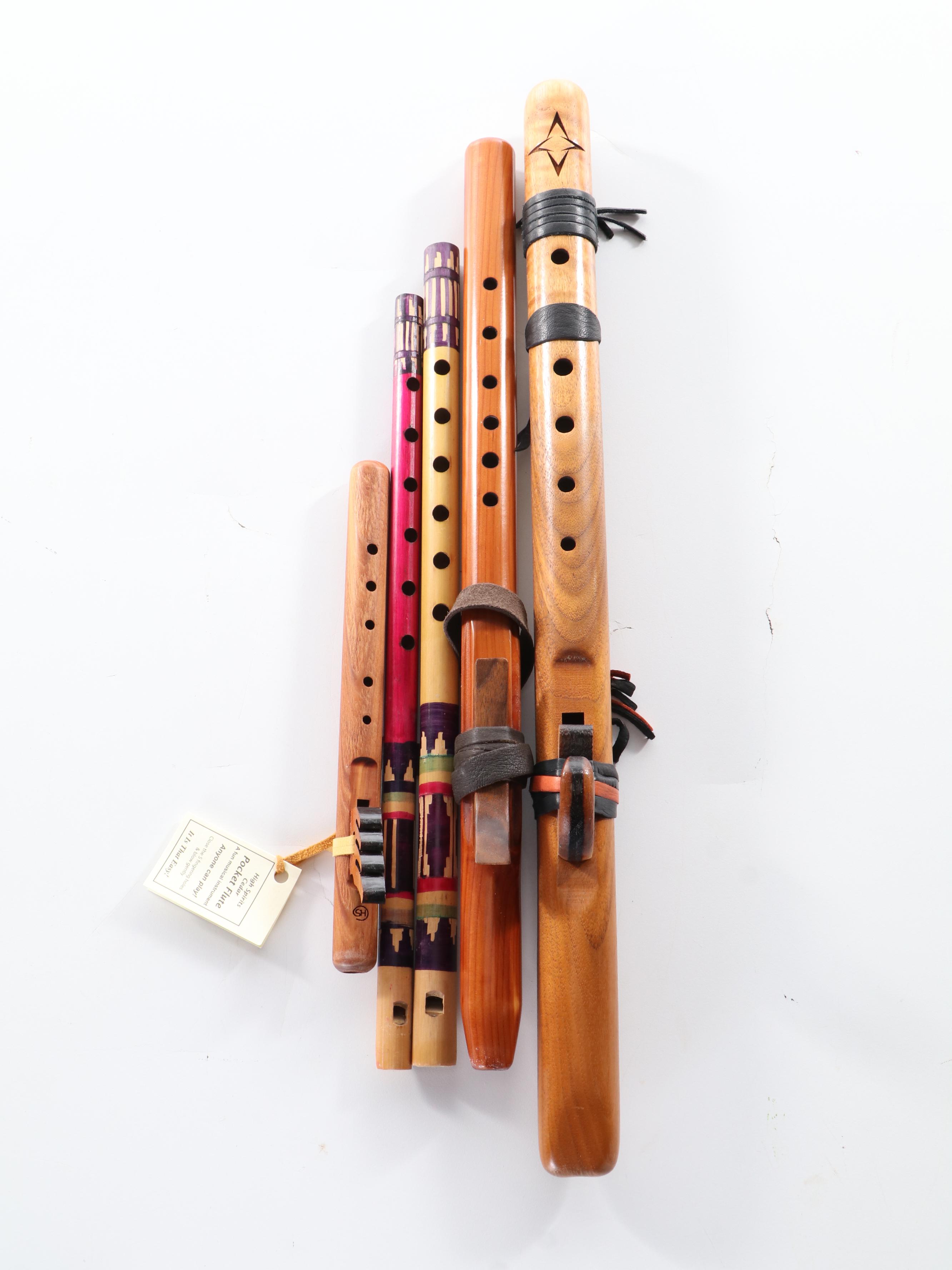 Waltons Bodhran Irish Hide Drum with Folk Art Wood Flutes and Other Instruments