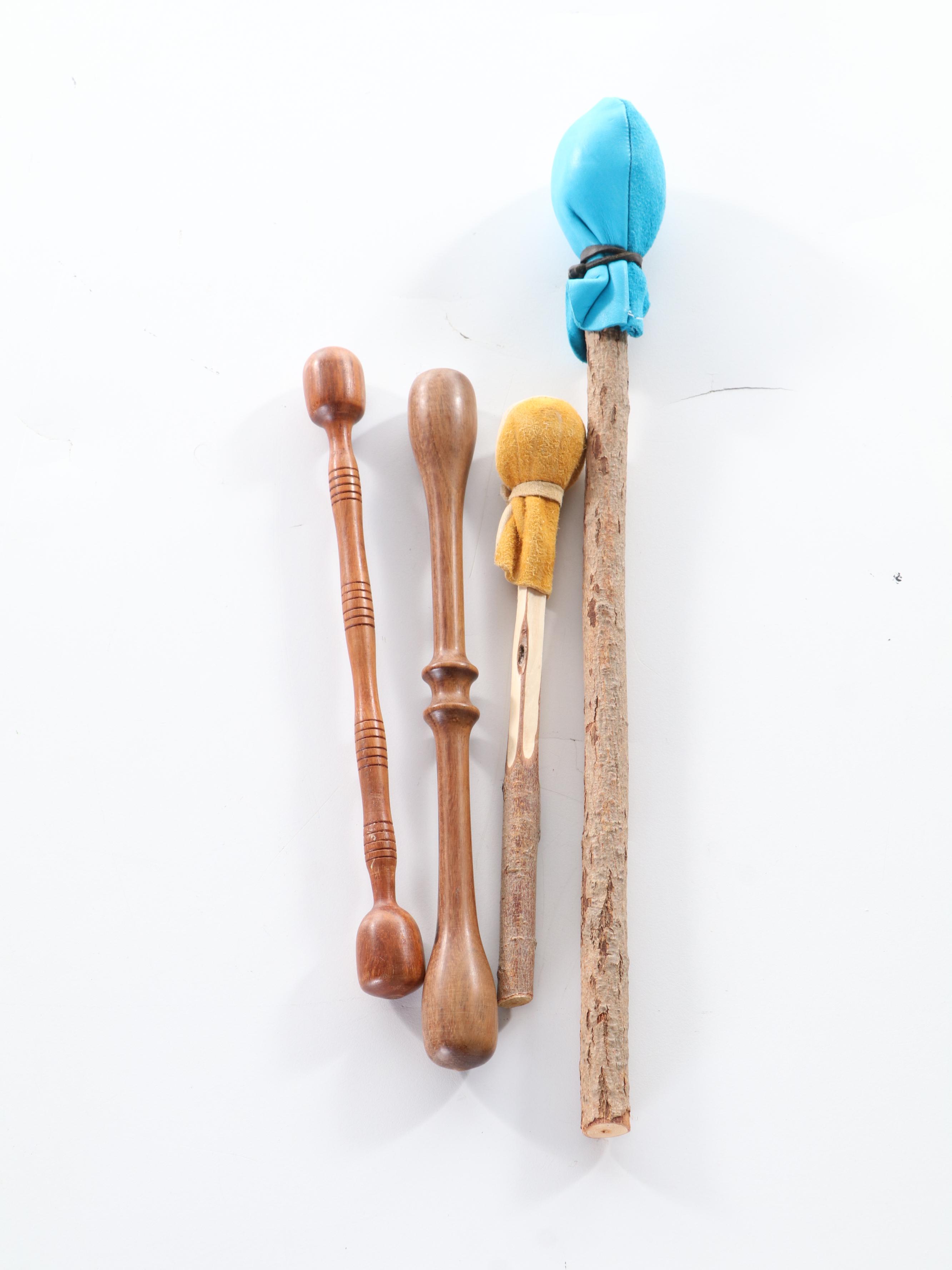 Waltons Bodhran Irish Hide Drum with Folk Art Wood Flutes and Other Instruments