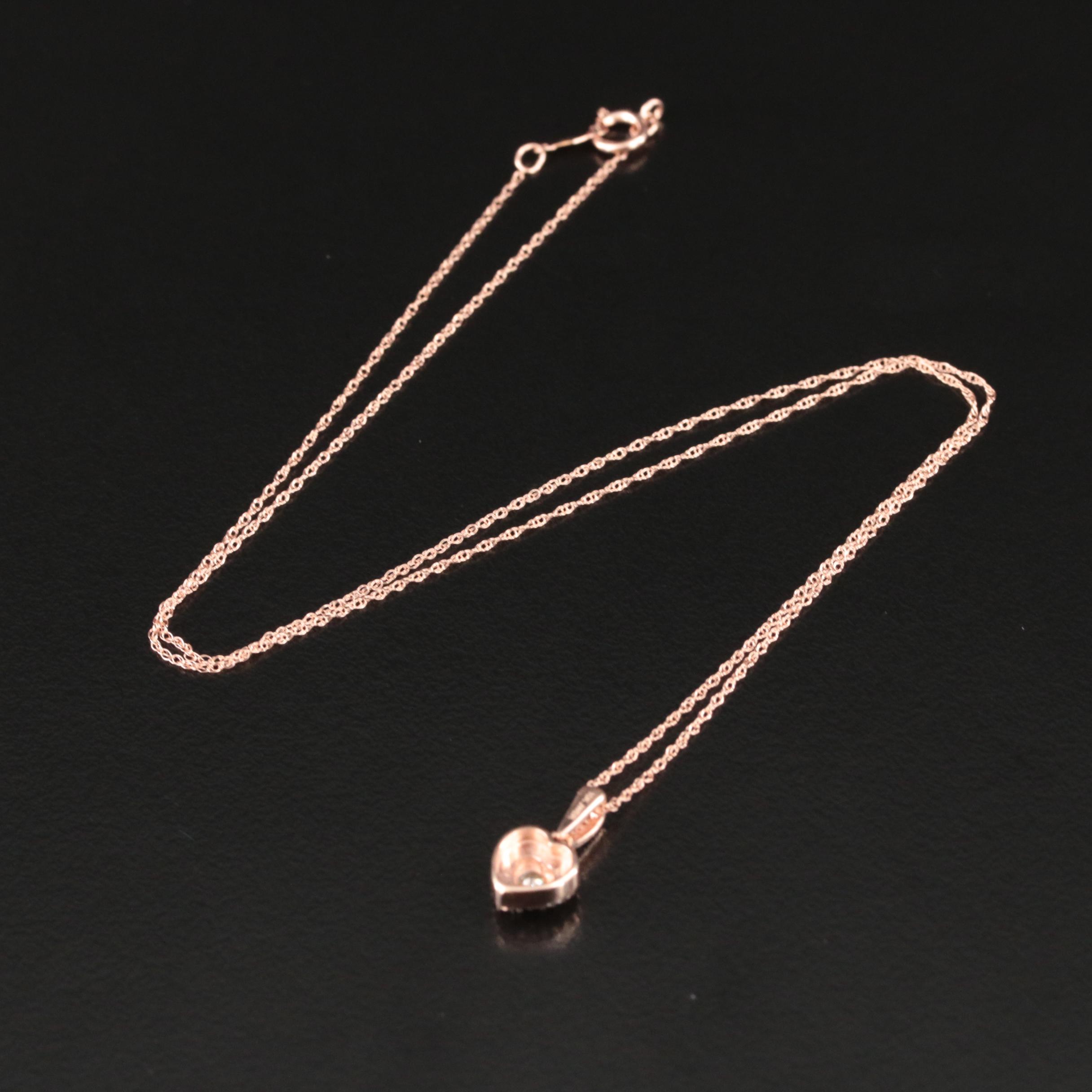 10K Rose Gold 0.13 CTW Diamond Heart Pendant Necklace