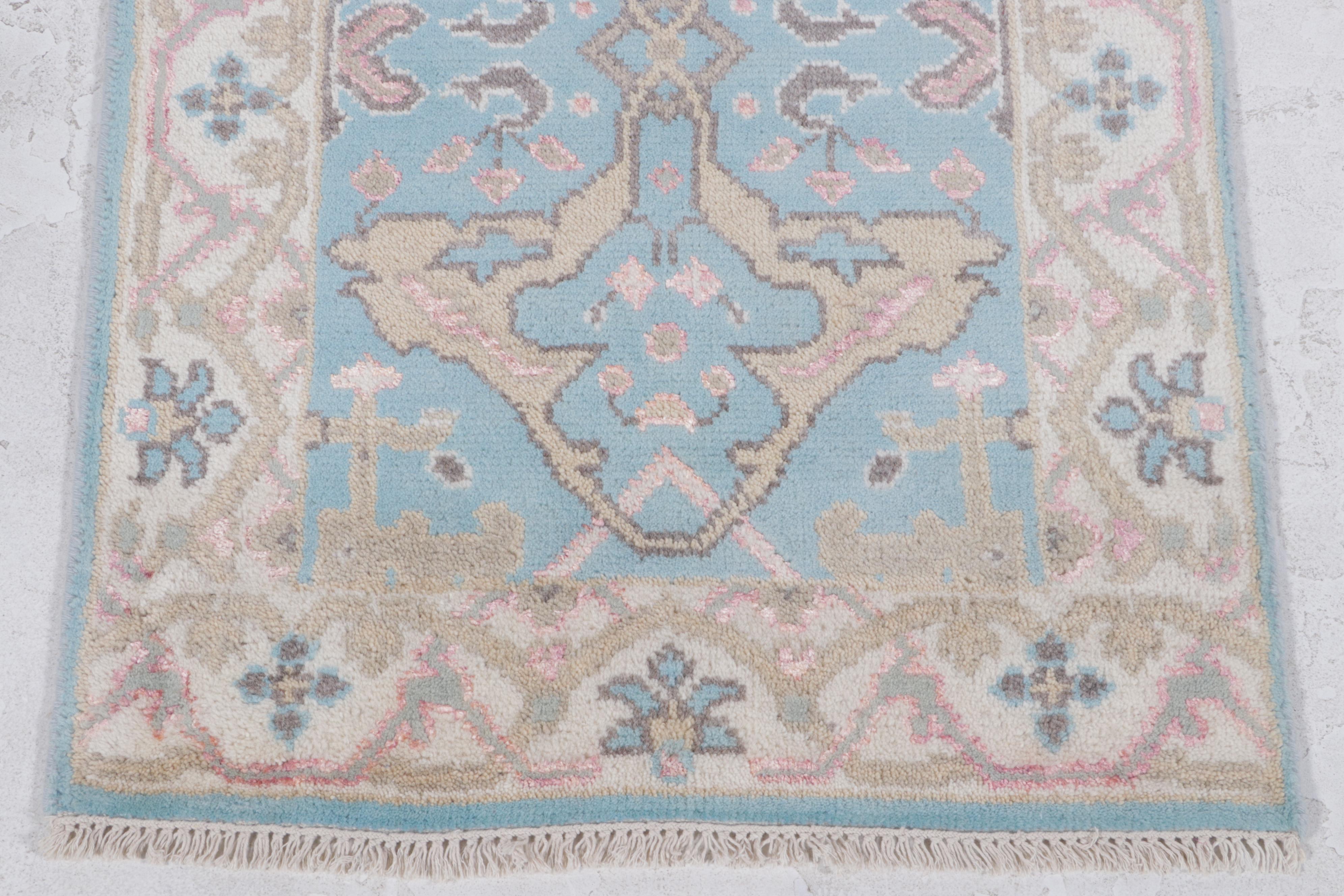 2'6 x 6'11 Hand-Knotted Indo-Turkish Oushak Carpet Runner
