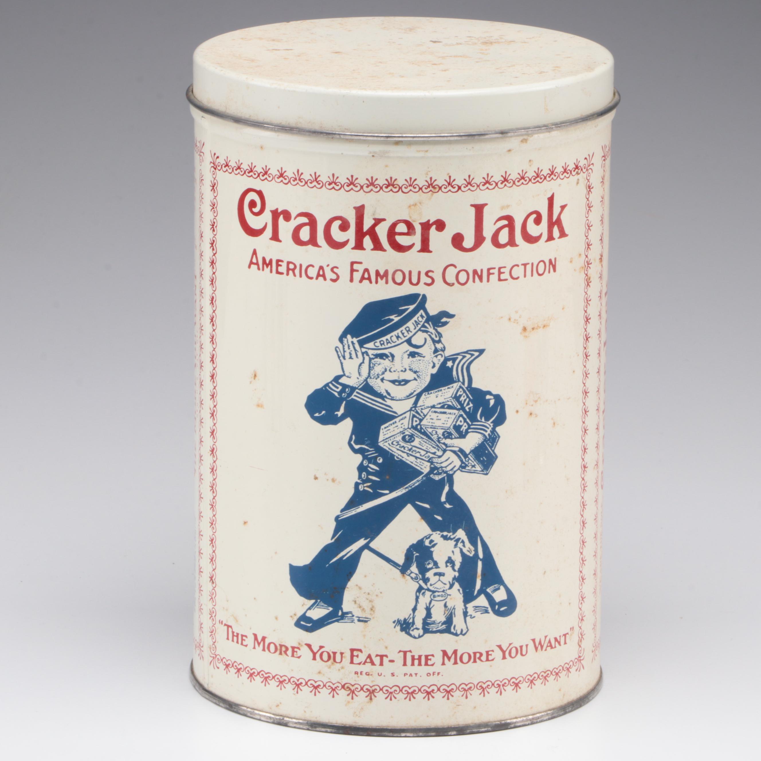 Barlett-Collins Swanky Swig "Kiddie Cup" Glasses and Cracker Jack Tin