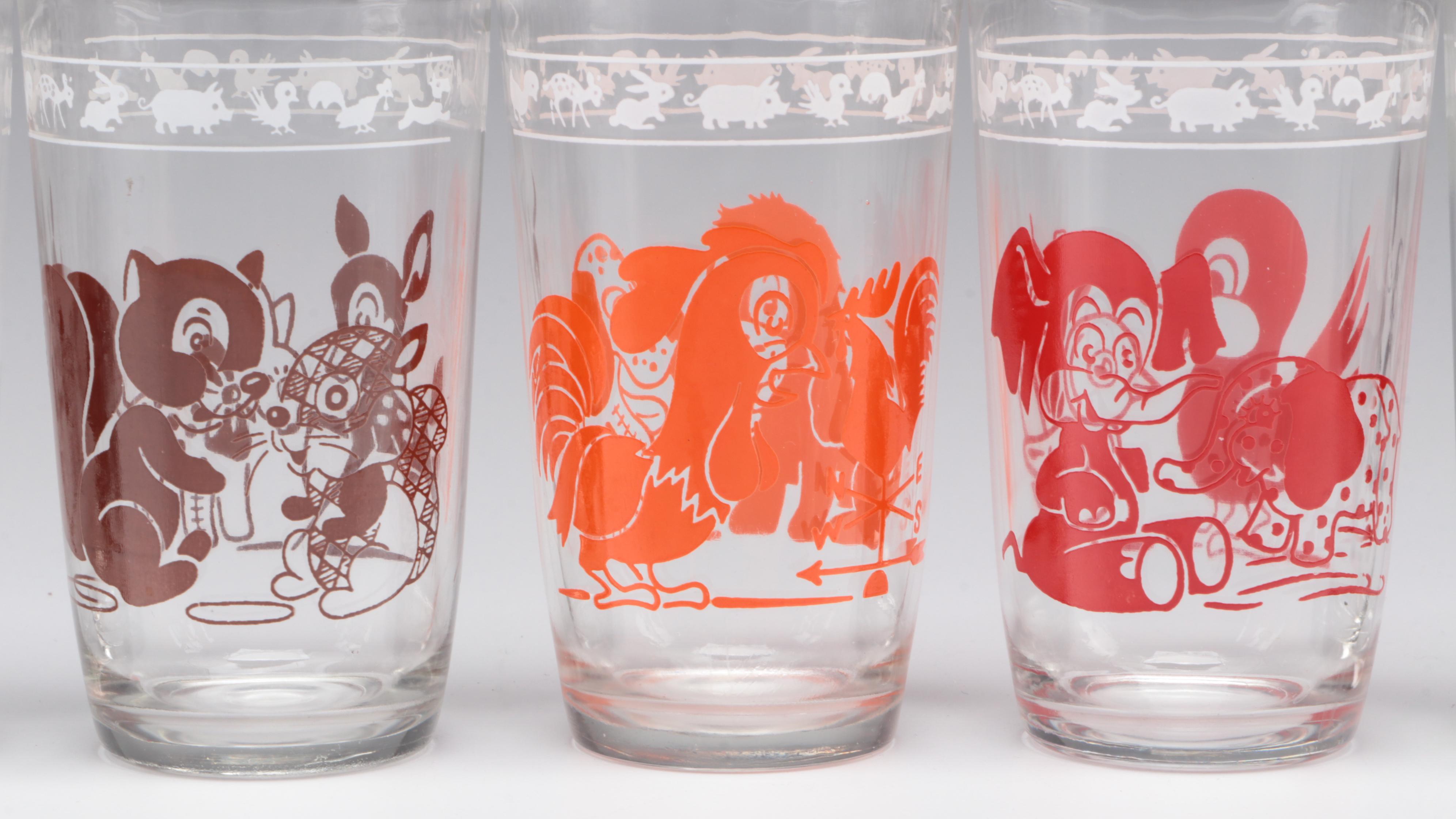 Barlett-Collins Swanky Swig "Kiddie Cup" Glasses and Cracker Jack Tin