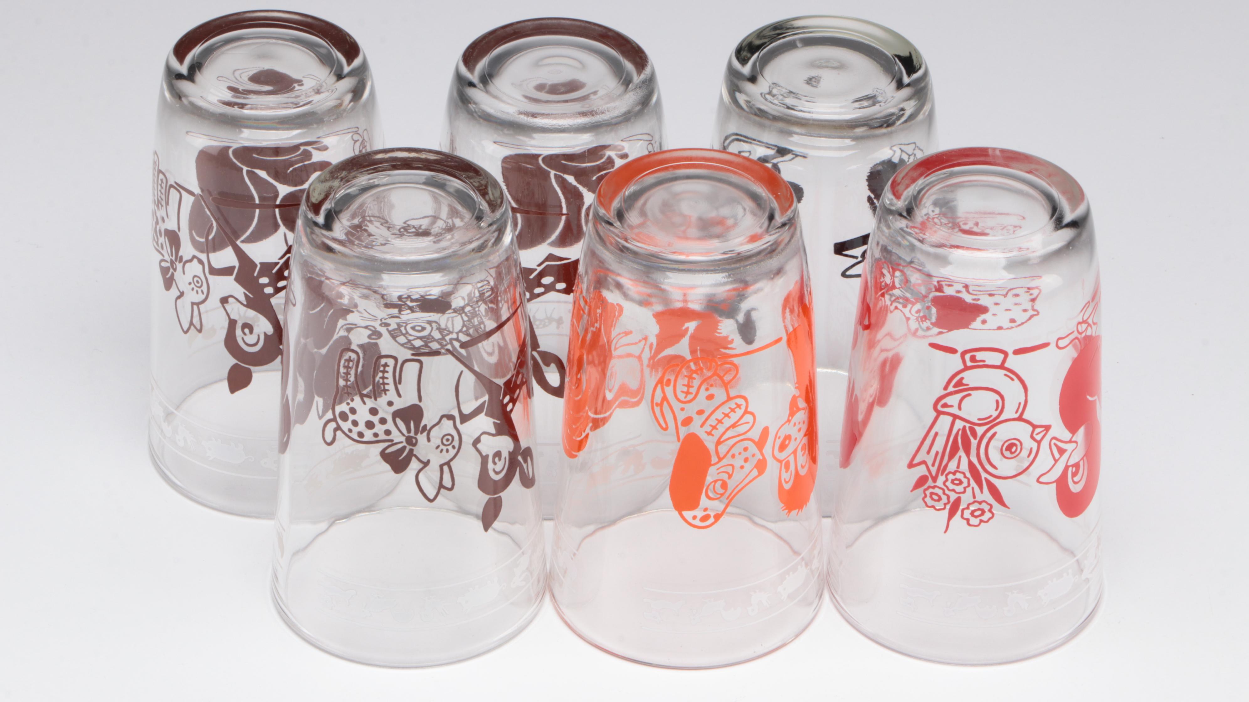 Barlett-Collins Swanky Swig "Kiddie Cup" Glasses and Cracker Jack Tin