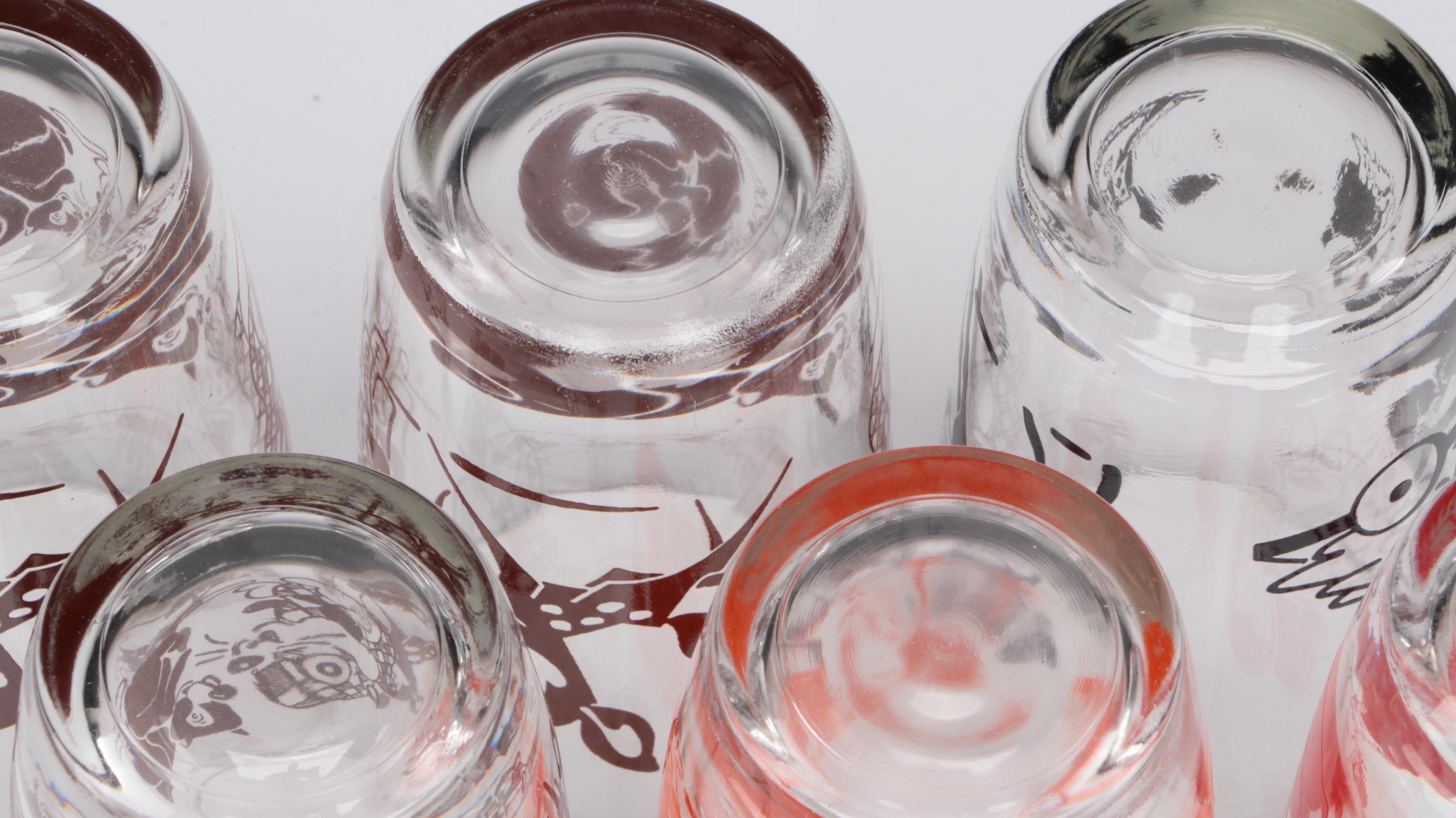 Barlett-Collins Swanky Swig "Kiddie Cup" Glasses and Cracker Jack Tin