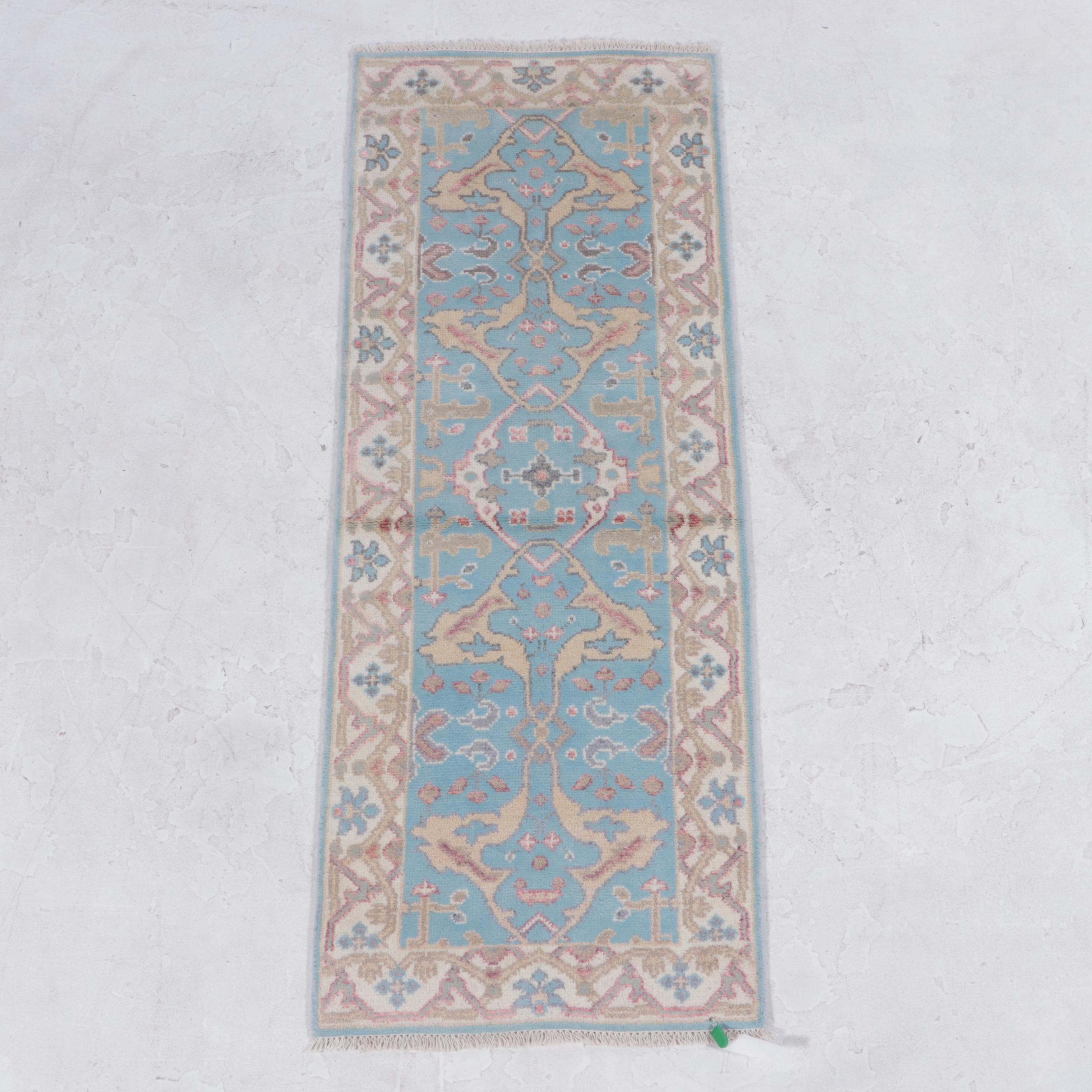 2'6 x 6'11 Hand-Knotted Indo-Turkish Oushak Carpet Runner