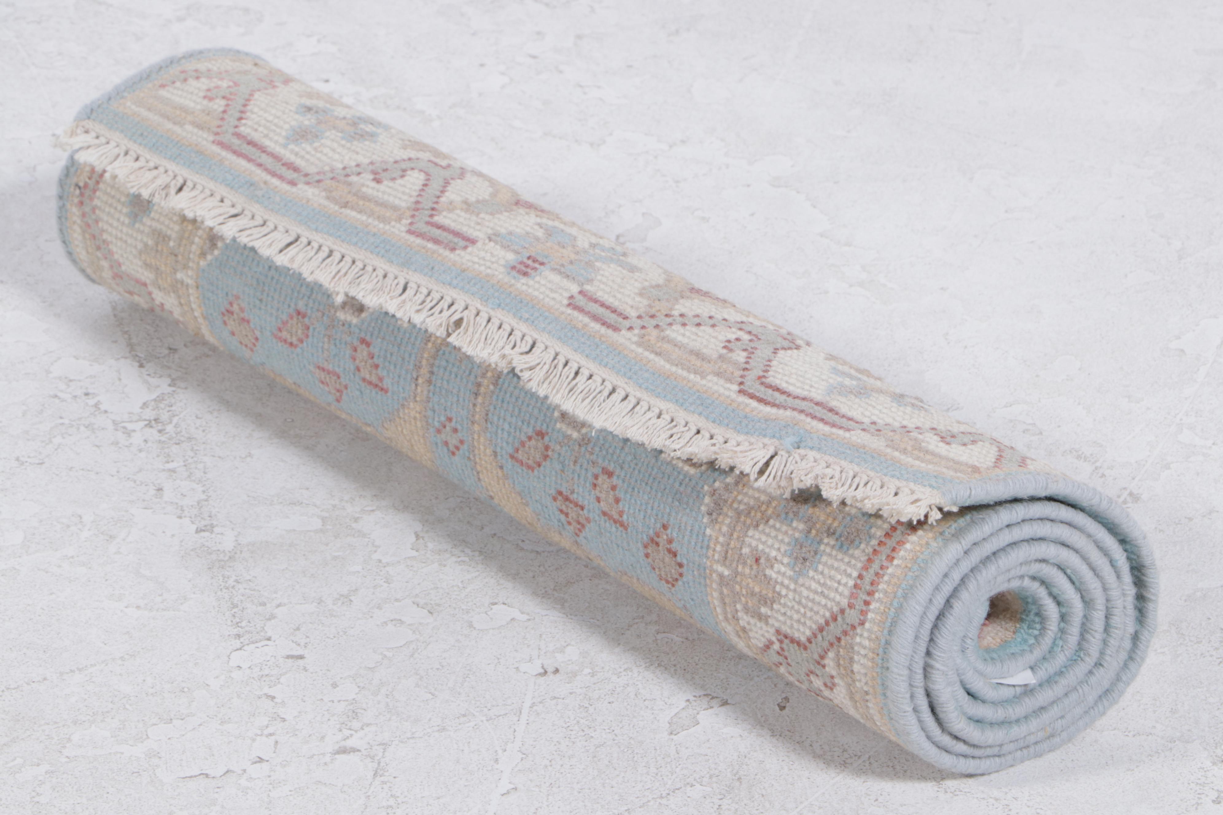 2'6 x 6'11 Hand-Knotted Indo-Turkish Oushak Carpet Runner