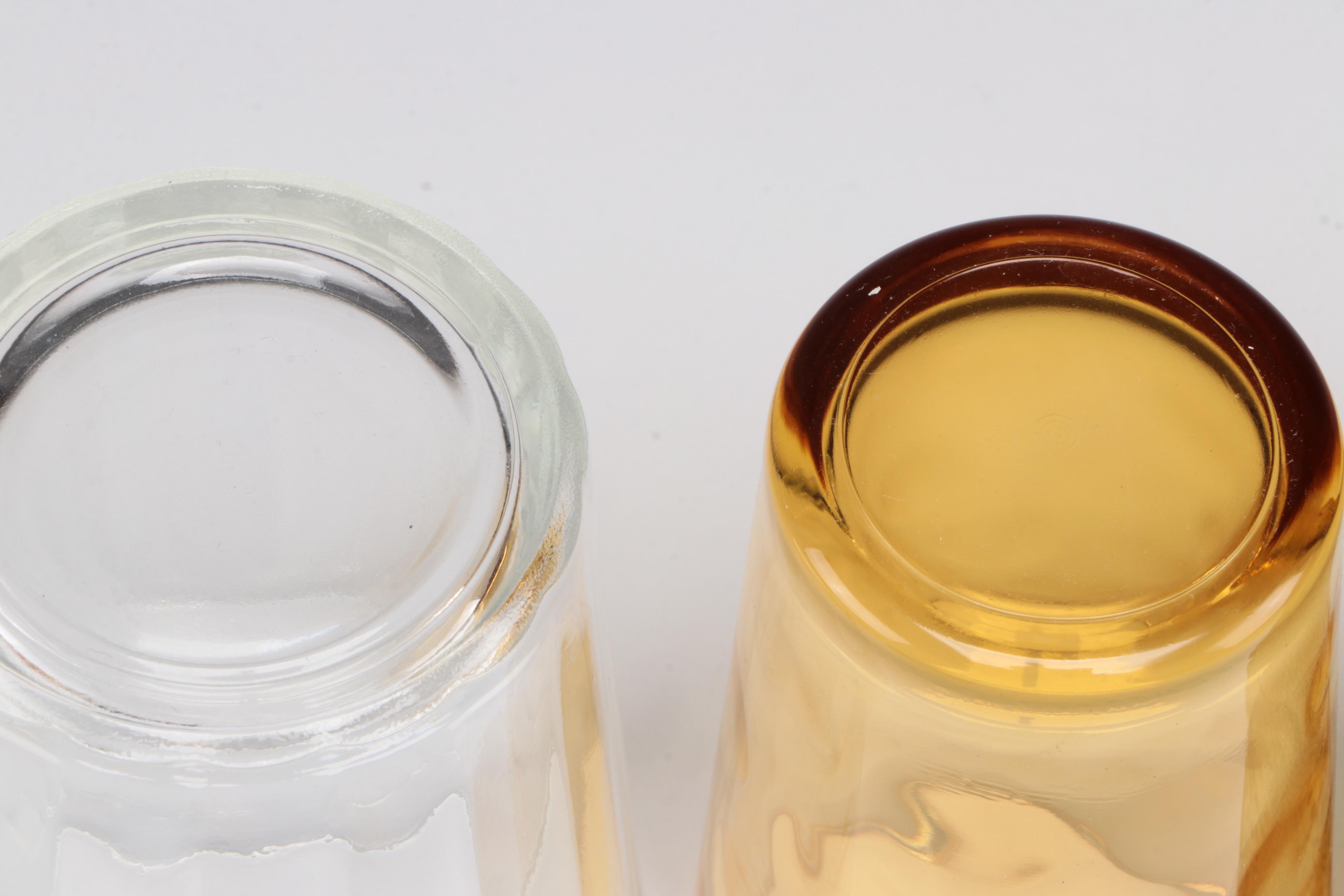 Mid Century Modern Style Frosted Silver Leaf and Other Glass Tumblers