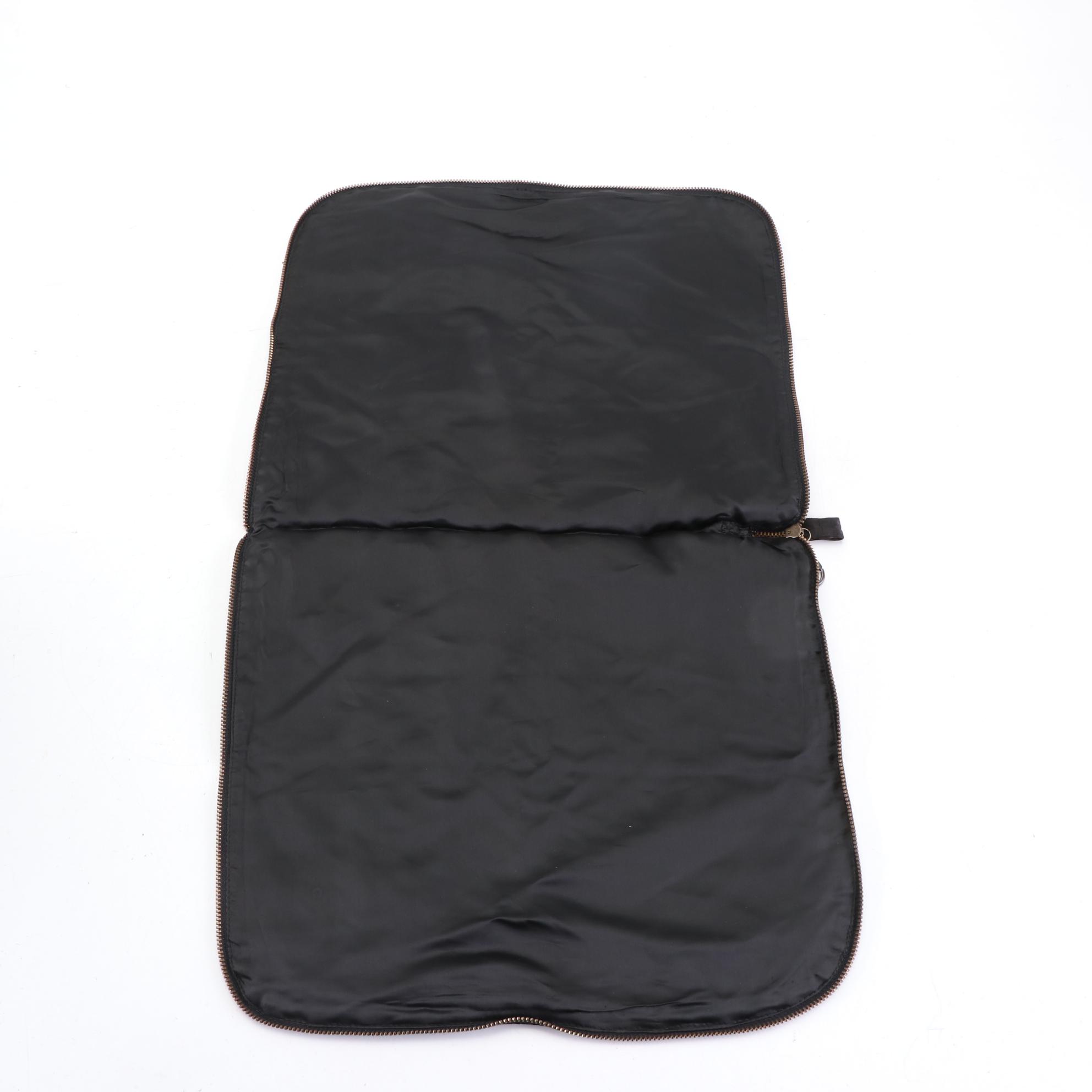 Fendi Black Zucca Jacquard Zip-Around Bag with Lobster Claw Zip