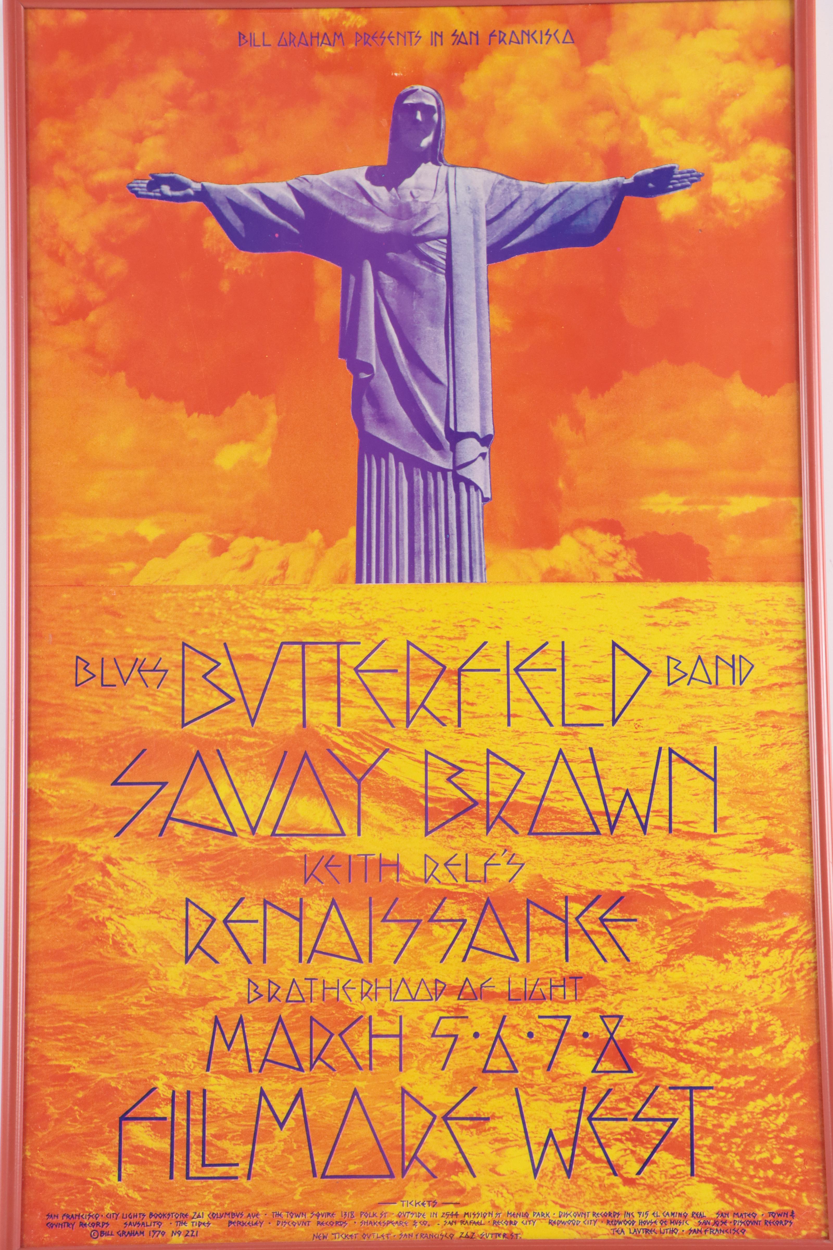 Butterfield Blues Band Color Lithograph Concert Poster After David Singer, 1970