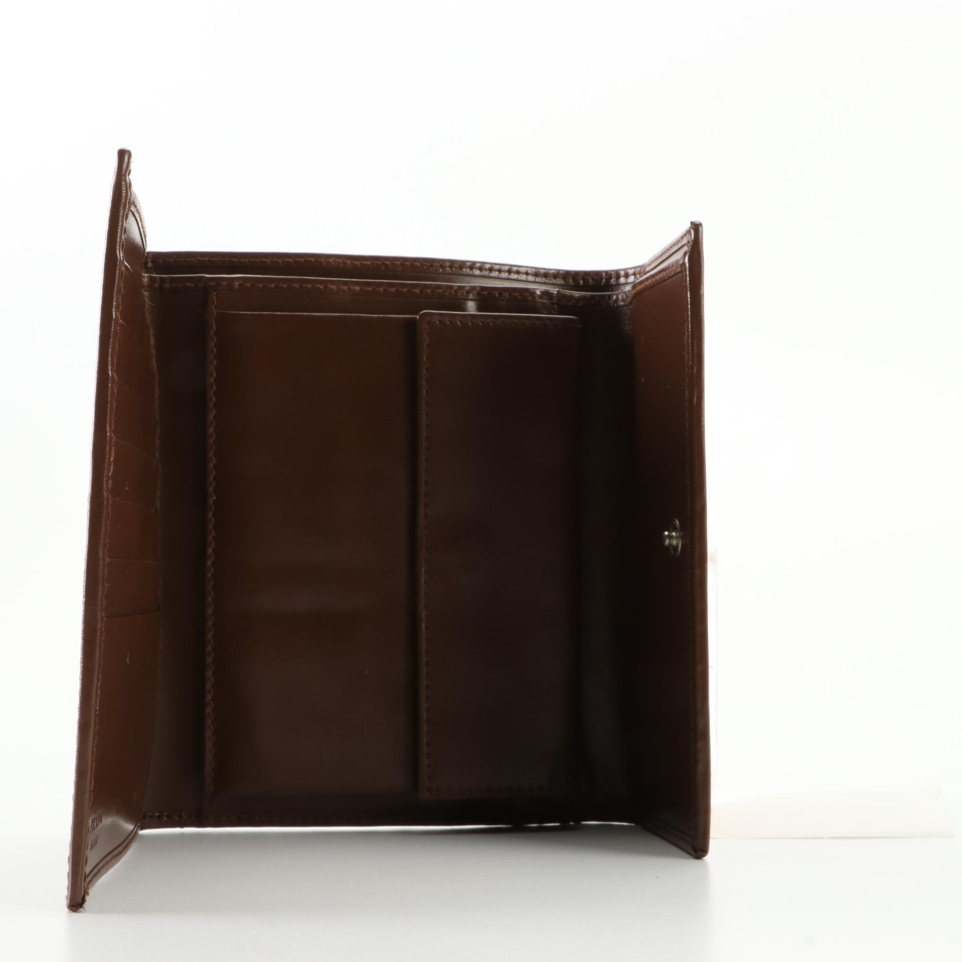 Prada Compact Wallet in Smooth Brown Leather