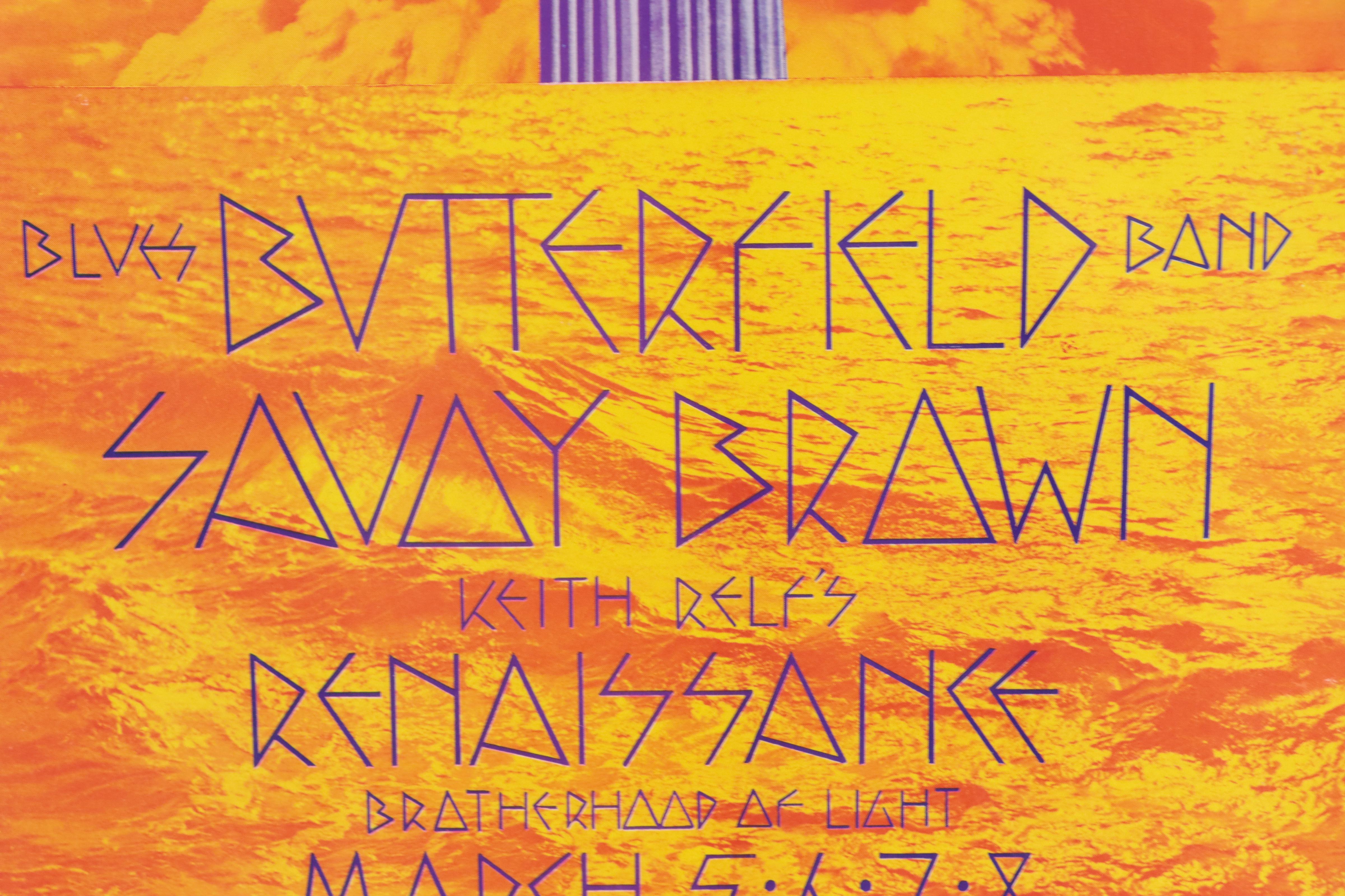 Butterfield Blues Band Color Lithograph Concert Poster After David Singer, 1970