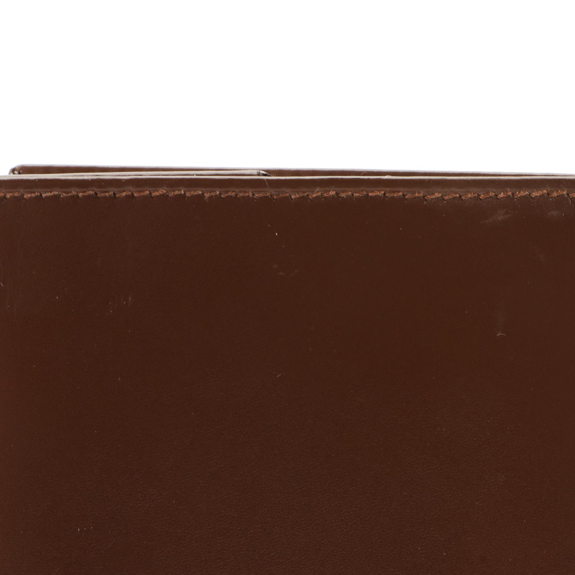 Prada Compact Wallet in Smooth Brown Leather