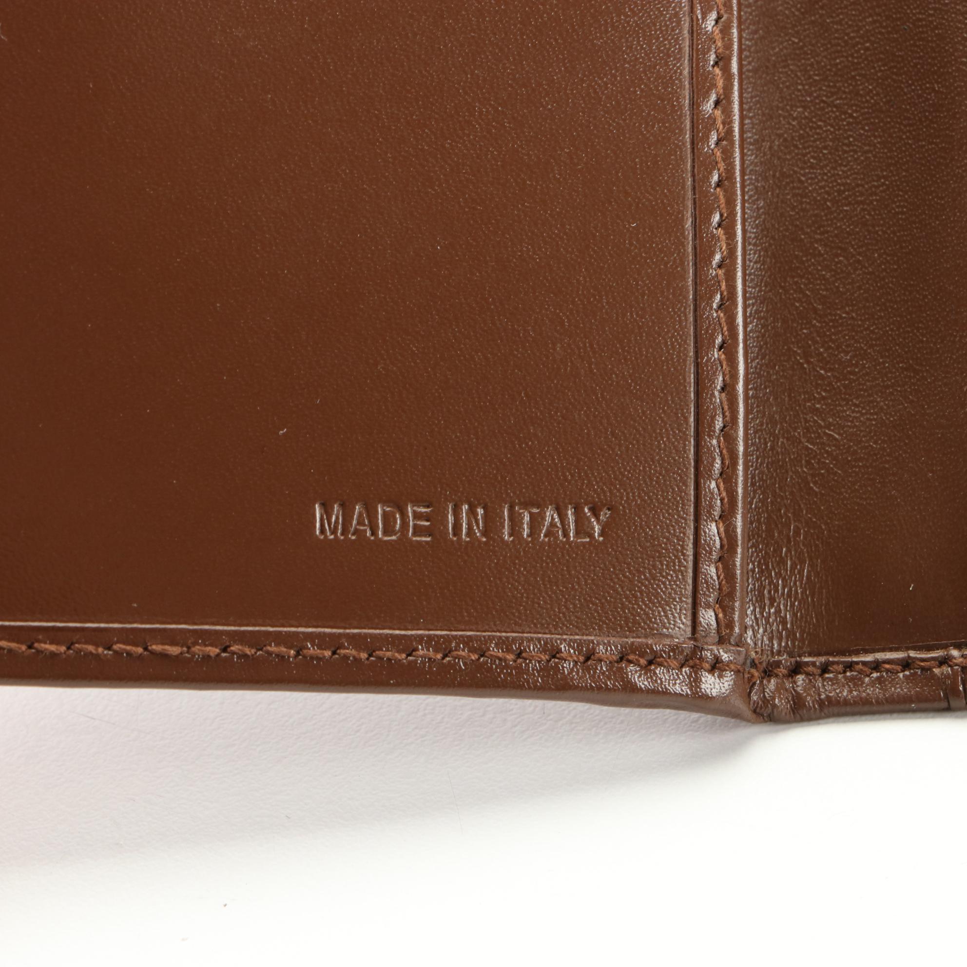 Prada Compact Wallet in Smooth Brown Leather