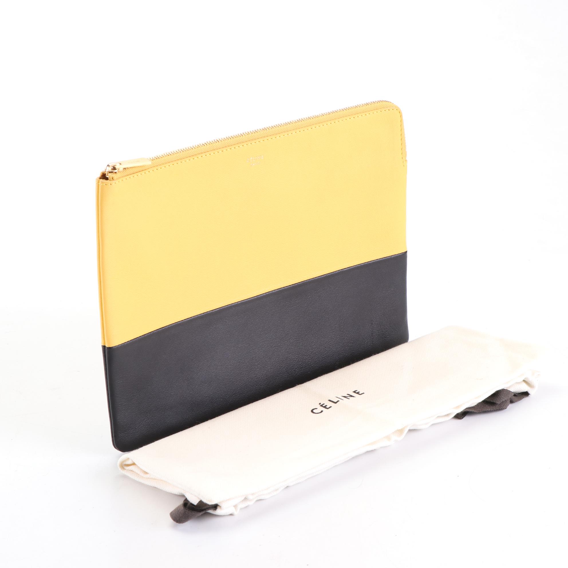 Céline Zip Pouch in Bicolor Leather