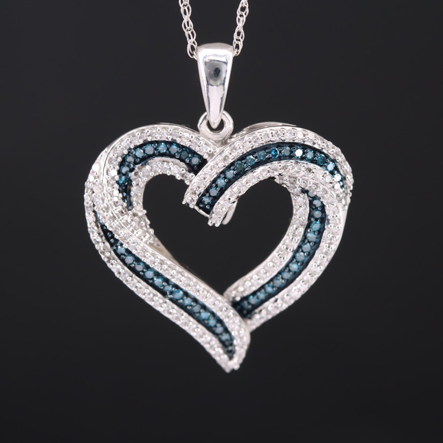 10K 0.51 CTW Diamond Heart Pendant Necklace