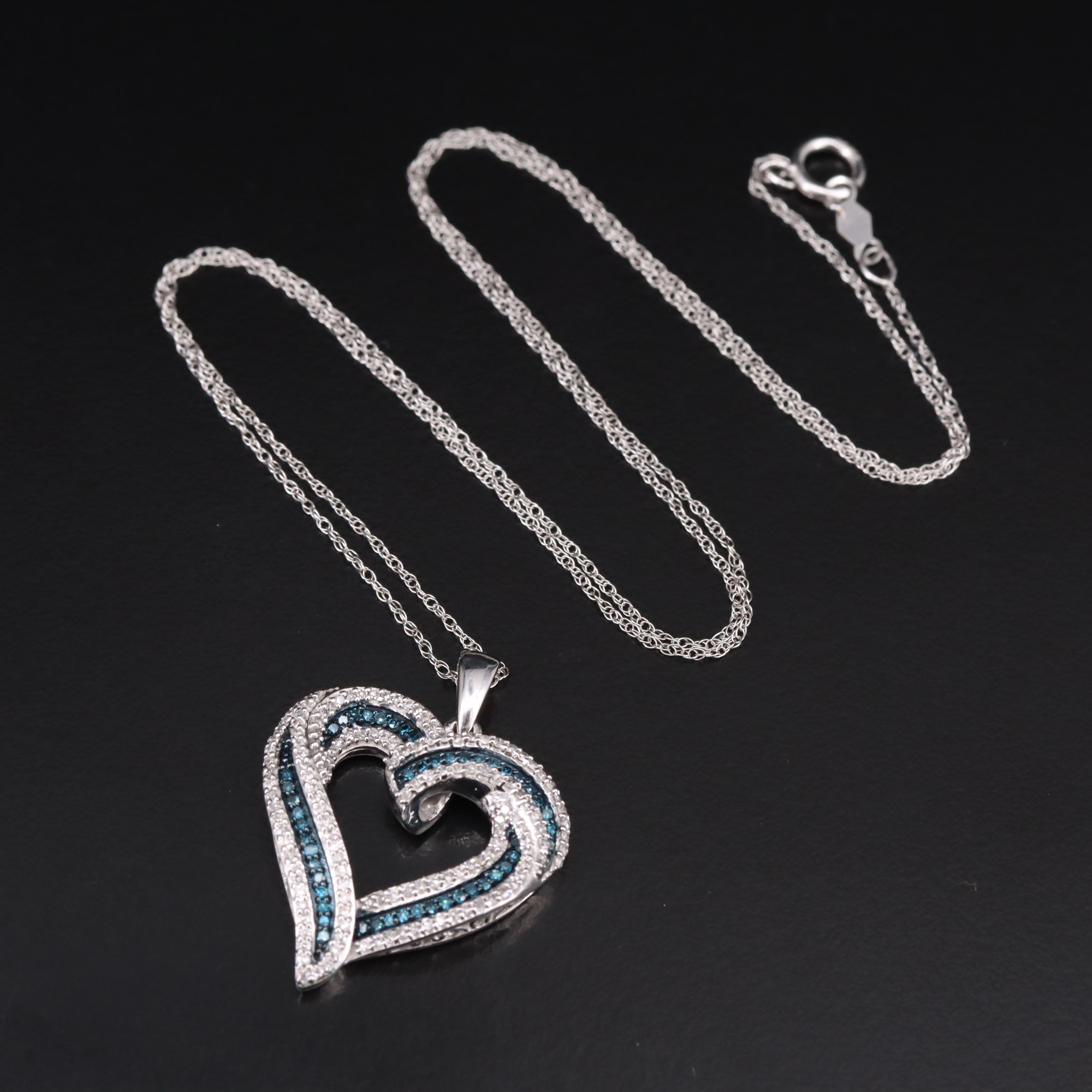 10K 0.51 CTW Diamond Heart Pendant Necklace