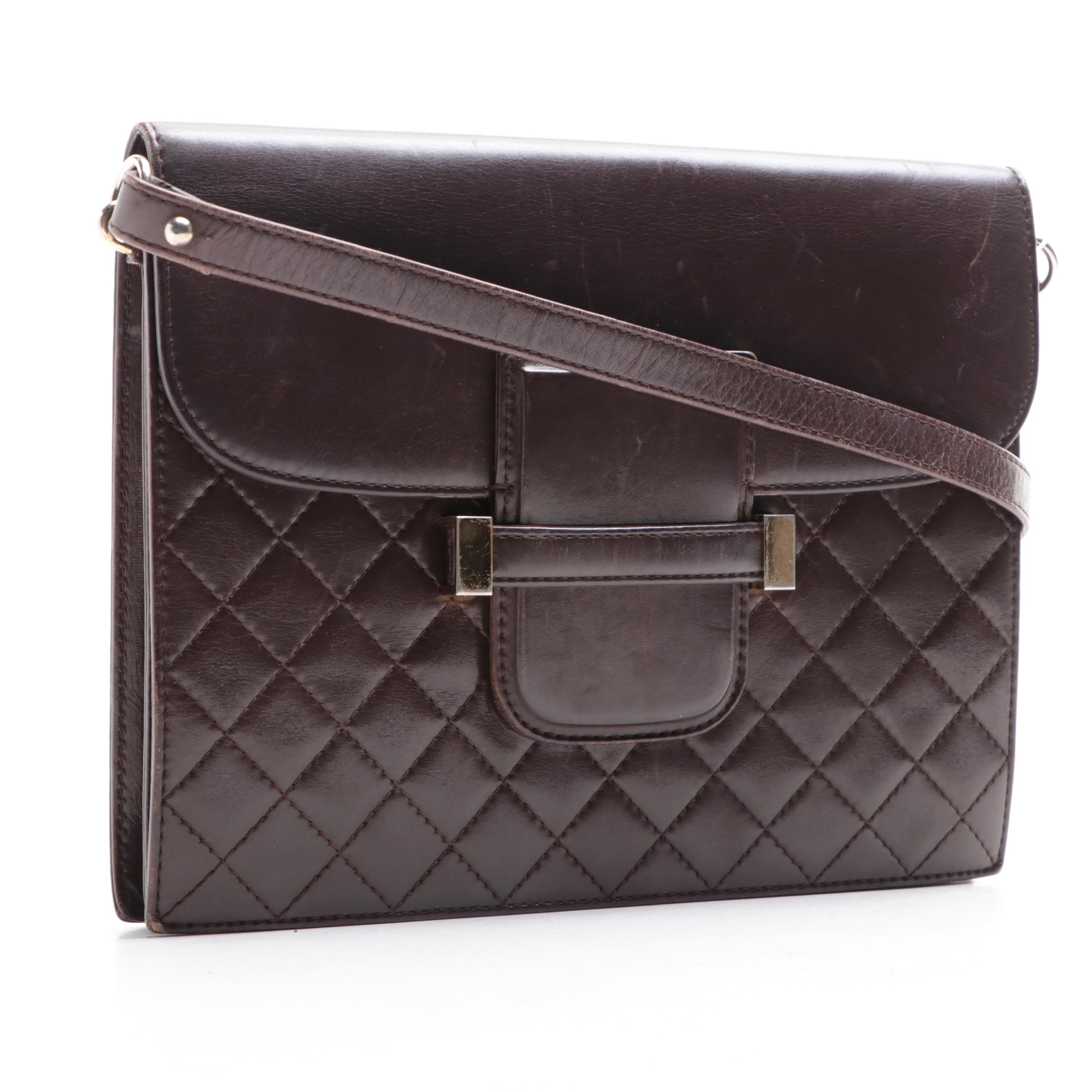 Yves Saint Laurent Front-Flap Shoulder Bag in Smooth and Quilted Leather