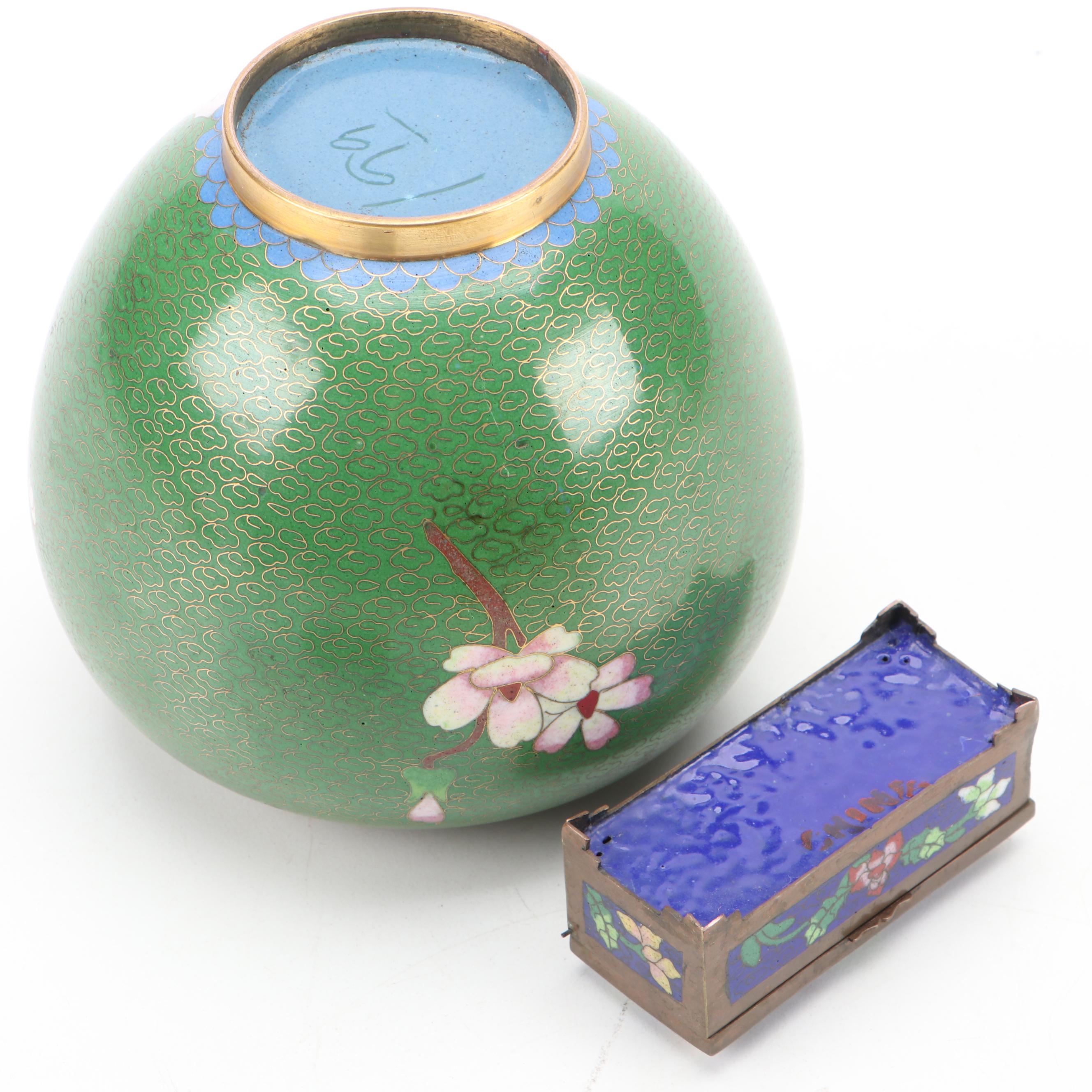 Chinese Cloisonné Guardian Lion Finial Box and More Décor