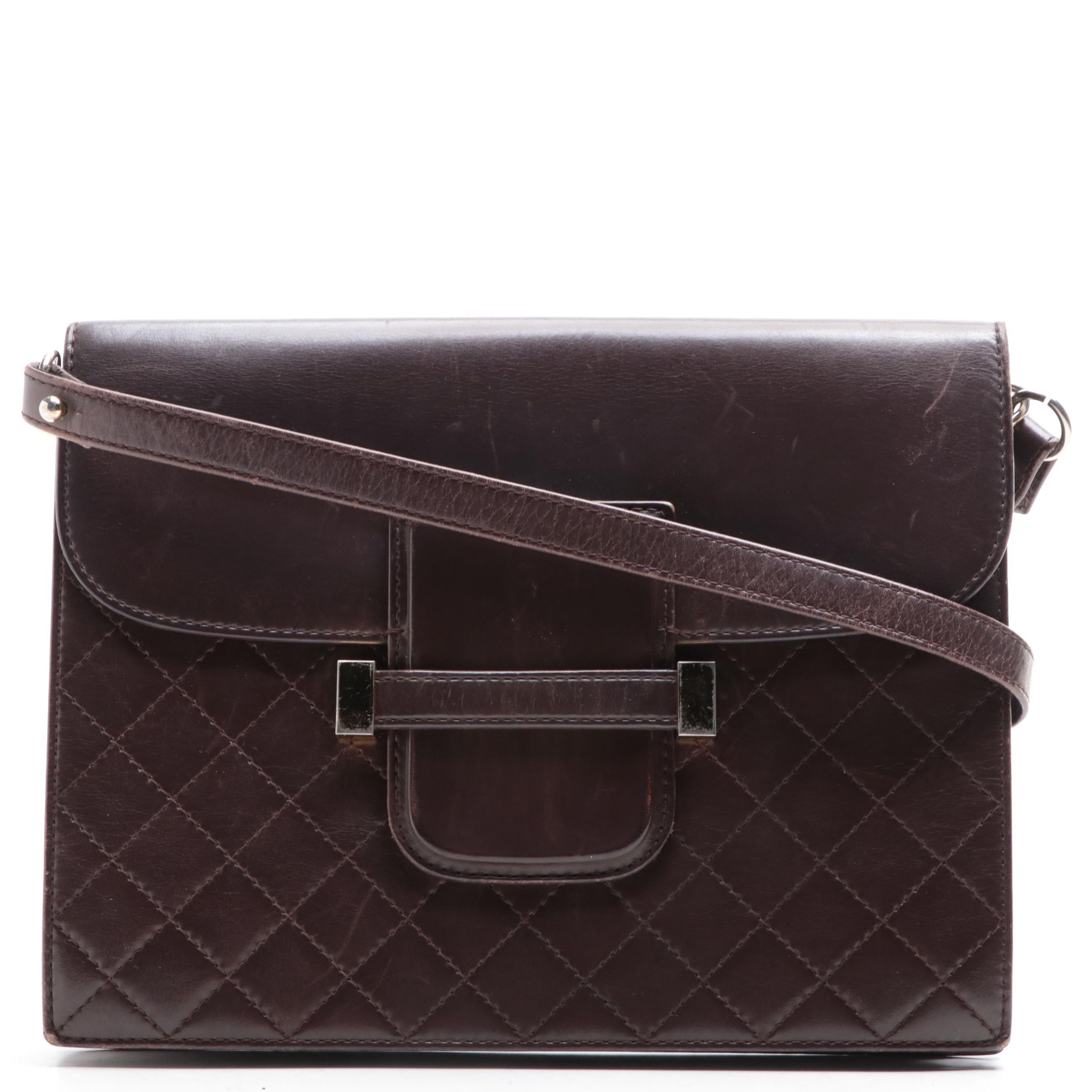 Yves Saint Laurent Front-Flap Shoulder Bag in Smooth and Quilted Leather